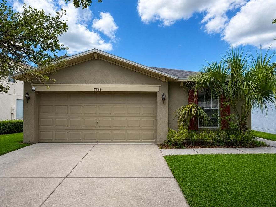 What a view! Home is a adorable with 3/2 2 car garage on a pond. Split bedrooms make for complete privacy. Beautiful open floor plan that the entire family will enjoy. Kitchen has a breakfast bar that opens to the dining and living area. From the screened lanai you can see the beautiful view of the water. Yard is gated for access to the pond for fishing and viewing with top of the line vinyl fencing. The community includes a large pool, playground and park. Easy access to Tampa, the airport, the beaches, Interstate 75 and the Selmon Expressway. Location is great for shopping, dining out or going to the movies.