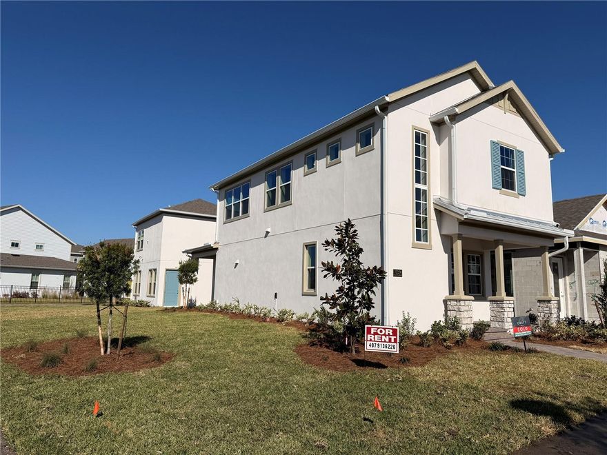 Welcome to this beautiful 3-bedroom, 2.5-bathroom home, Lake View,  nestled on a desirable corner lot in Laureate Park, one of Lake Nona’s most vibrant and rapidly growing communities. Designed with comfort and functionality in mind, this home features an open floor plan that seamlessly connects the living, dining, and kitchen areas perfect for entertaining or relaxing with family and friends. Enjoy the convenience of being just 10 minutes from the Orlando International Airport, 5 minutes from Lake Nona Town Center, top-rated restaurants, like Chroma, Bosphorus, Pizza Park, Canvas and a variety of grocery stores. Whether you're looking for a night out or a quick errand, everything you need is right around the corner. Don't miss the opportunity to live in a modern home with timeless appeal in a location that's as dynamic as it is desirable! Amenities with pool, adult pool and a great practice swim pool.