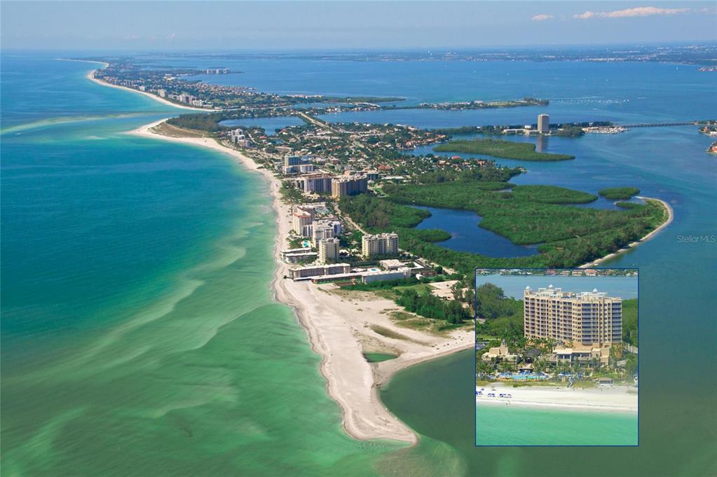 Create lasting memories! Experience a lifestyle at this Ritz-Carlton Managed enclave "The Beach Residences" is the perfect beach retreat offering luxurious, yet coastal casual living. Upon entry from your private elevator, you’re warmed by floor-ceiling walls of glass with panoramic views of the bay, city, & magical sunrises. This 3 Bedroom, 3 bath or 2 bedrooms + DEN is adorned with timeless wood floors throughout & floor-ceiling walls of glass in every room for an abundance of natural light to enjoy the tropical splendor surrounding. The main living area with a gas fireplace opens & extends to the oversized terrace bringing the outside in. Living room with hidden TV feature. Generous updated kitchen with breakfast nook, gas range, & Décor appliances. The master bedroom wing is a truly private retreat, with 2 generous walk-in closets, a coffee bar, access to the lanai, & stunning sunrises. Master bath with luxurious marble shower & jacuzzi. The guest bedroom en-suite is its own wing for your guests to retreat & enjoy with Bay views & access to the terrace. Additional study/bedroom can be used for what best suits your needs. Enjoy dazzling Bay water views & the Sarasota skyline from your oversized terrace. 2 pets – no weight limit! The Beach Residences has extraordinary water views, dedicated staff & legendary resort amenities such as a private movie theater, 2 private guest suites, pool and spa, fitness center, social room, game room, dog run & 24/7 concierge services. Minutes to St. Armands circle with boutique shopping, dining, art festivals, and events. Downtown Sarasota offers cultural venues such as theater, opera, world-class dining, shopping, farmers' markets, art festivals, events and more! This chic home is designed for you with both refined entertaining & relaxed living in mind!