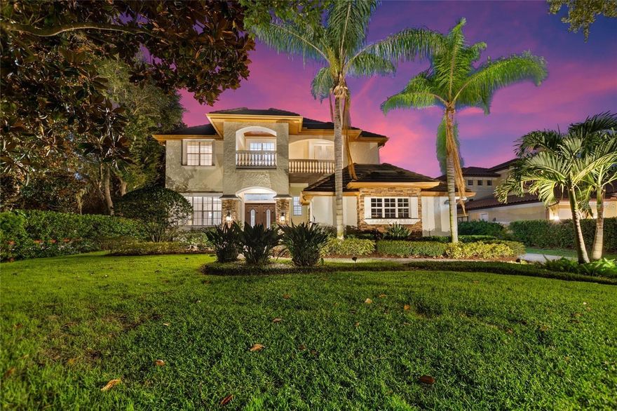 Golfers, entertainers and chefs dream all in one. Situated on the 18th Tee box of Golden Bear Golf and Country Club. This is your three-story 5 bedroom 4 full 3 half bath dream home, move-in ready. Stunning newly renovated one-of-a-kind custom home in the highly desired 24-hour guard gated community of Keene's Pointe. Features The Golden Bear Club, a private Jack Nicklaus-designed golf club with an 18-hole course offering golf, tennis, gym, swimming pool and dining. This home will impress you the moment you walk through the door. No expense was spared. 22-foot ceiling, a 9-foot sparkling crystal chandelier and a massive custom stone water feature for soothing sounds. Updated kitchen with new Thermador refrigerator. Cabinet space and a massive walk-in pantry will make a great chef jealous. A custom bar is an entertainer's dream complete with 4 under counter refrigerators. The open floorplan with brand new 24X48 porcelain tile continues throughout the entire first floor. From the living room and kitchen, there's plenty of glass with great natural light and magnificent views of the pool area overlooking the golf course. The summer kitchen has it all including a dishwasher, ice maker and a built-in gas grill. The spacious master suite leads into a master bath you would only see in a spa. Floor the ceiling tile, crystal chandelier, and a custom glass wall. This will truly impress .The 3rd floor offers a completely renovated wet bar, large quartzite island and amazing views of the Disney fireworks. Yes, you read that correctly this is the only 3-story in all of Keene's Pointe. Invite your friends over, this is an entertainers paradise. Not only does the house feature 5478 square feet of living space it also has over 3000 square feet of covered patio to really take advantage of the beautiful Florida weather. This is over 8000 feet of covered entertainers space. Room Feature: Linen Closet In Bath (Bathroom 4). Room Feature: Linen Closet In Bath (Primary Bedroom).