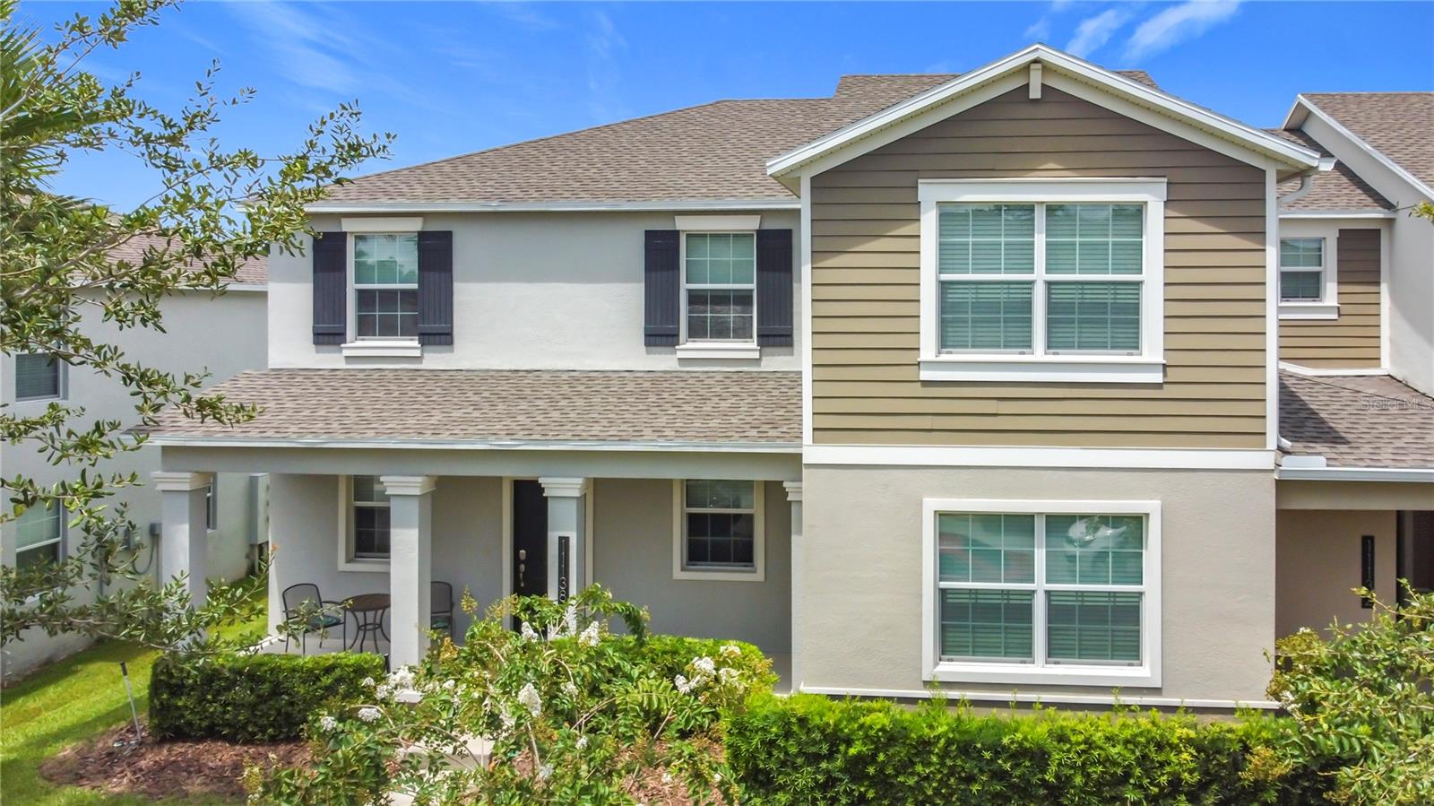 Welcome to 11138 SUSPENSE DR, WINTER GARDEN, FL 34787. This townhome is a two-story residence featuring three bedrooms, two and a half bathrooms, and a two-car garage. The home offers a spacious kitchen overlooking the combined dining and living areas, as well as the front porch, providing plenty of space for family living. The primary suite, located on the second floor, includes a large bathroom and a walk-in closet. The property also has quartz countertops in the kitchen and two full bathrooms, stainless steel kitchen appliances, a washer and dryer, and an enclosed brick paver courtyard. Community amenities include basketball courts, a clubhouse, a fitness center, conservation areas, a picnic area, a park, a playground, a pond, a resort-style swimming pool, and walking trails. Storey Grove is a Lennar community. This townhome was built in 2018