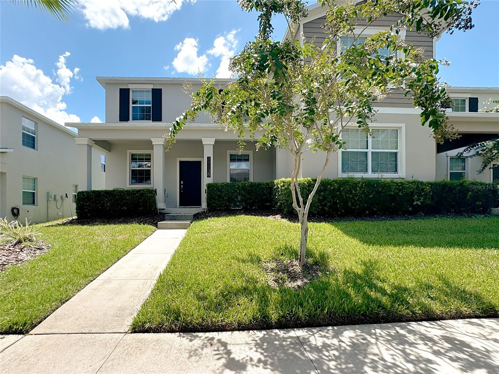 Welcome to 11138 SUSPENSE DR, WINTER GARDEN, FL 34787. This townhome is a two-story residence featuring three bedrooms, two and a half bathrooms, and a two-car garage. The home offers a spacious kitchen overlooking the combined dining and living areas, as well as the front porch, providing plenty of space for family living. The primary suite, located on the second floor, includes a large bathroom and a walk-in closet. The property also has quartz countertops in the kitchen and two full bathrooms, stainless steel kitchen appliances, a washer and dryer, and an enclosed brick paver courtyard. Community amenities include basketball courts, a clubhouse, a fitness center, conservation areas, a picnic area, a park, a playground, a pond, a resort-style swimming pool, and walking trails. Storey Grove is a Lennar community. This townhome was built in 2018