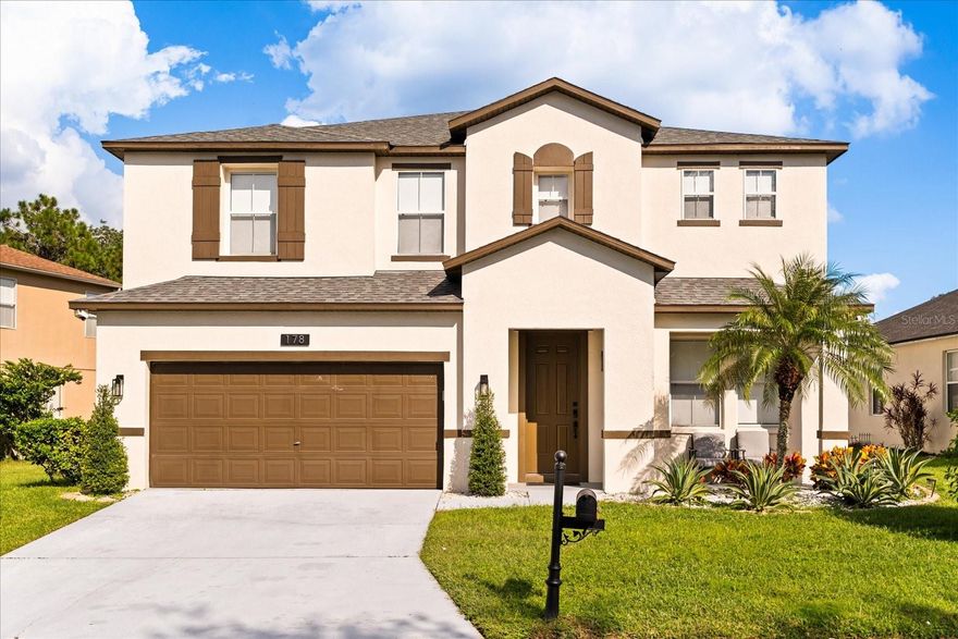 Welcome to this beautifully remodeled two-story home in the desirable Windwood Bay community, zoned for short-term rentals. Featuring 5 bedrooms, 4.5 baths, 2 living rooms, 2 dining areas, and a converted garage game room with A/C, this home offers space and entertainment for all. Renovated in 2023 with a new roof, modern ceramic plank flooring (no carpet), recessed lighting, and fully upgraded bathrooms with floor-to-ceiling marble tile. The gourmet kitchen boasts built-in appliances, custom cabinetry, stone countertops, an island with seating, and a wine cooler. Relax in the private heated pool & spa with no rear neighbors, dedicated pool bath, and security fencing. Upstairs includes a laundry room and a high-end cinema/media room with 8 power recliners. Two primary suites add luxury, including one with a jacuzzi tub and walk-in closet. Perfect as a primary home, vacation retreat, or Airbnb investment!