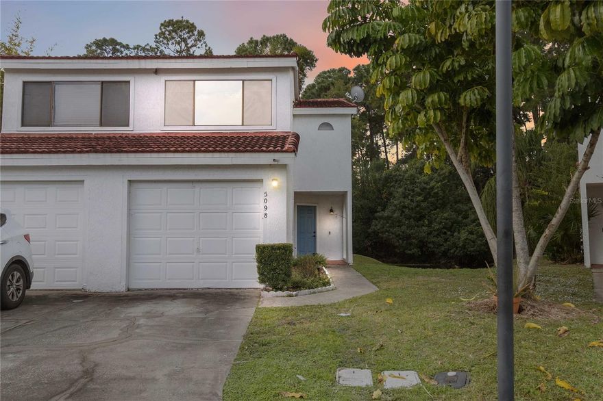 Welcome to this fully renovated two story condo in the desirable Marbella Woods community, right in the heart of Orlando. Offering 2 bedrooms, 2.5 bathrooms, and 1,230 square feet of thoughtfully updated living space, this home also includes a private one car garage for added convenience. As you enter, you are greeted by an open floor plan that feels bright and welcoming. The upgraded kitchen features stainless steel appliances, a pantry, a breakfast bar, and a spacious laundry room conveniently located just off the kitchen. The kitchen flows seamlessly into the dining and living areas, highlighted by vaulted ceilings and a sliding glass door that opens to a screened-in patio, perfect for relaxing or entertaining. A half bathroom completes the main level. Upstairs, you will find both bedrooms and two full bathrooms. The primary suite offers a private en suite with a glass walk-in shower, creating a comfortable retreat. Marbella Woods provides a community pool along with exterior and grounds maintenance, allowing for low-maintenance living. The location is truly hard to beat, situated just one mile from Universal Studios and moments from restaurants, shopping, and all the attractions Orlando is known for. This is an ideal opportunity to enjoy modern living in a prime location. Mortgage savings may be available for buyers of this listing.