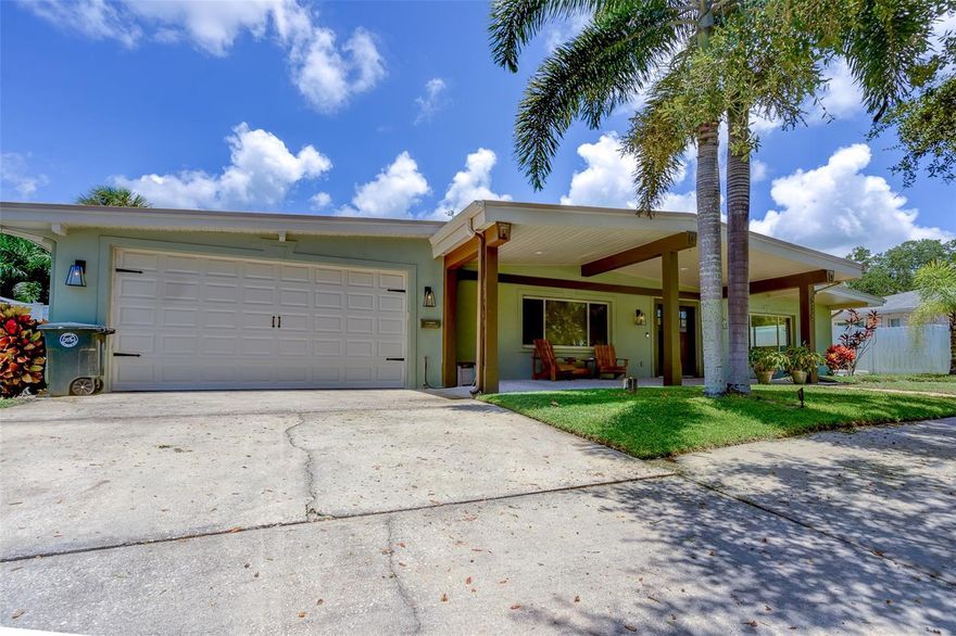 One or more photo(s) has been virtually staged. One or more photo(s) has been virtually staged. This three bedroom three bath home with an office and oversized two car garage in the heart of Belleair. Upon entering you are greeted with an oversized living room (14 foot ceilings) with an open kitchen floor plan. Kitchen is fully updated with quartz countertops, double ovens and JennAir cooktop. Home office has built-in shelving. This home boasts a large split-plan layout. Two of the three bedrooms are master size with on-suite bathrooms and walk-in closets. The main master bedroom has (2) walk-in closets, jacuzzi bath tub, his/her sinks and walk in shower. Full size washer/dryer are included and in air conditioned space. The backyard features a large covered patio with built-in bar and outdoor TV. Additional driveway entrance in the rear perfect for parking a boat or RV (rear access from Foster Ln). Home comes equipped with 3 air conditioners which creates a wonderful 3-zone cooling plan and new hot water heater. Home is also equipped with whole-house hurricane screens which are easy to install and uninstall. Location is ideal on a very quiet street tucked away! Close by to local restaurants, golf courses and amazing beaches. Lawn service and Massey pest control are included with rent.