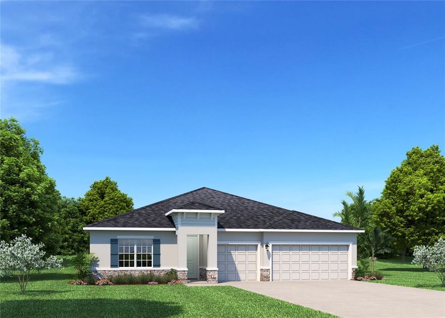 Pre-Construction. To be built. Welcome to Lake Nellie Crossing! No CDD fee, a low monthly HOA, and a low millage rate. In the rolling hills of Clermont, a nature-filled community with oversized homesites and a playground, tucked away from the hustle of Highway 27 while being only 12 minutes away from the closest shopping center. Larger homesites meaning a bigger backyard to add a private pool or playset. Our single-family homes offer one or two-level living, up to a 4-car garage, open concept floorplans, and beautiful designer finishes. The Sandalwood single-family villa sets the standard for main level luxury. A convenient family entry welcomes you inside to unmatched space and style. A full bath sits between 2 bedrooms, while a guest suite with full bath is found off the 3-car garage. Use the versatile flex space as a home office. The gourmet kitchen includes a large island overlooking dining space and the family room, ideal for gathering with family and friends. Your luxurious owner’s suite features a double vanity bath and massive walk-in closet, plus private access to the rear lanai. You’ll be stunned by The Sandalwood. All Ryan Homes now include WIFI-enabled garage opener and Ecobee thermostat. **Closing cost assistance is available with use of Builder’s affiliated lender**. DISCLAIMER: Prices, financing, promotion, and offers subject to change without notice. Offer valid on new sales only. See Community Sales and Marketing Representative for details. Promotions cannot be combined with any other offer. All uploaded photos are stock photos of this floor plan. Actual home may differ from photos.
