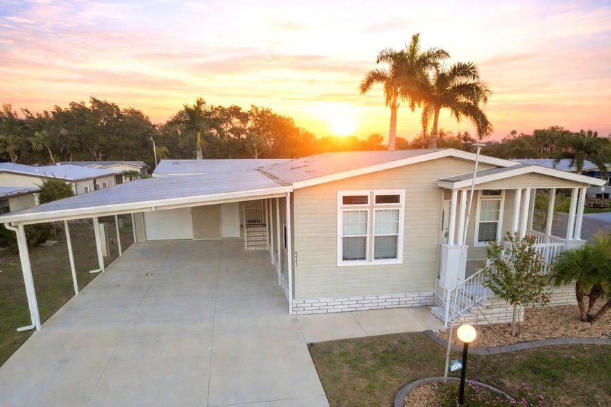 Welcome to the beautifully maintained 55+ Imperial Lakes Estates community. This is a land owned community with no lot rent. Featuring a 2 bedroom 2 bathroom double wide manufactured home offering just under 1,200 square feet of thoughtfully designed living space and an oversized carport.
Custom built in 2023, this like new home features a newer roof, AC, water heater, appliances, and all new windows. As you enter, you are welcomed by an open and spacious living room and kitchen combination that feels bright and inviting.
The kitchen is a true standout with 42 inch cabinetry, newer stainless steel appliances, a large island with sink, and additional cabinet storage, making it perfect for cooking and entertaining. Crown molding throughout! The home is fully furnished and move in ready for its next owner.
Community members of Imperial Lakes Estates Have access to resort style amenities including two heated pools, a spa, pickleball courts, shuffleboard, bocce, and horseshoes. The Community clubhouse features a library, game room with pool tables, and a full calendar of social events and activities throughout the year.
Conveniently located near shopping, dining, and major highways with easy access to I 75, this home offers convenient connections to Bradenton, St Petersburg, and the area’s beautiful Gulf beaches.