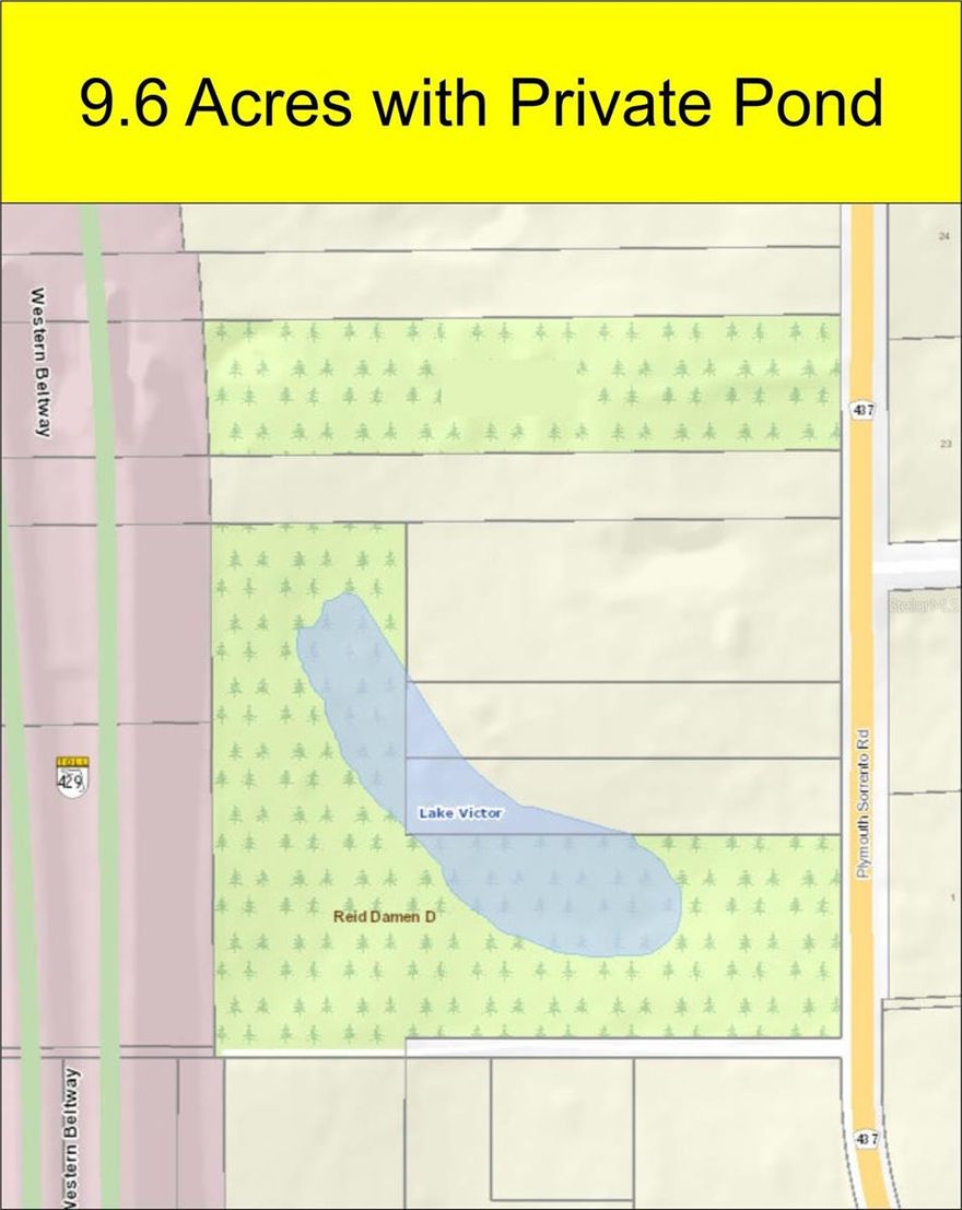 This 9.6 Acre tract is waiting for the perfect homeowner to build their dream home overlooking the 3 acre private pond.  The property is zoned Agricultural that allows you to build that dream home and have a horse and or a nursery if desired.  The property has quick access to all central Florida.  Only minutes away from Apopka or Mt. Dora with a lot of shoppes and restaurants.