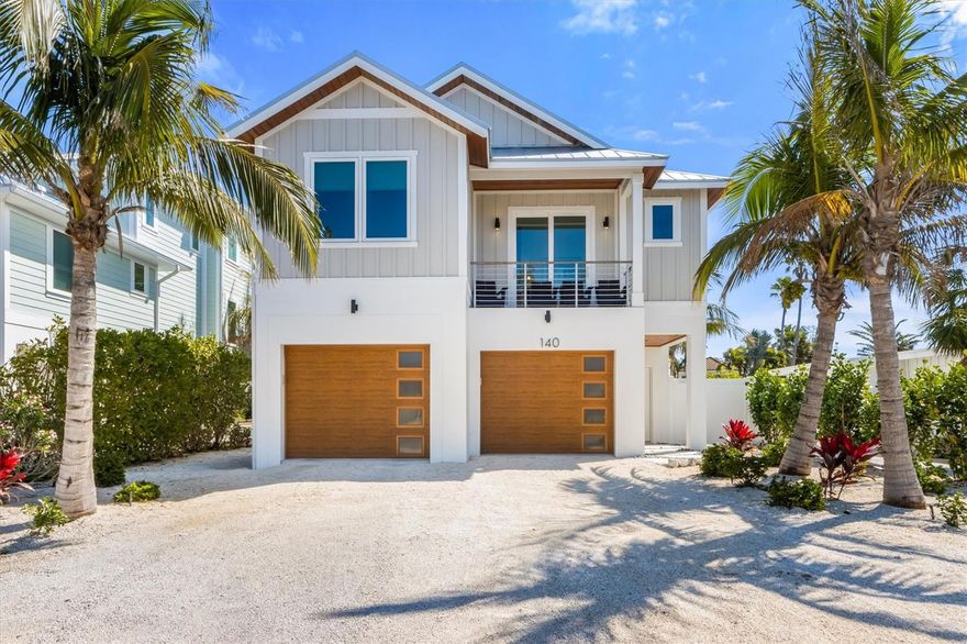 Escape to paradise in this beautiful, newer construction  4 bedroom, 4.5 bathroom multi-leveled home. Nestled on the north end of Anna Maria Island just steps away from the sparkling waters of the Gulf and Bay as well as close to Pine Ave!  Enjoy the natural sunlight open concept and the professionally decorated interior design. You will absolutely love the open floor plan on the main living level and deck that overlooks the pool/spa and tropical backyard.  The kitchen is decked out with top notch, open shelving,  Quartz counter-tops and a large kitchen island.  4 bedrooms perfectly spaced out for added privacy all with en-suite bathrooms. Enjoy fun wallpaper and unique style of each bedroom and built in bunk beds that children will love. Your primary bedroom features a luxury step-in shower in the ensuite bathroom with dual sinks and ample counter space. Enjoy the lush backyard and the coolness of your private heated pool and gas heated spa! Relax by the fit pit and enjoy a nice beverage. Could be a great investment property and can be rented 1-7 days!  Family owned, never a vacation rental, so it has no wear and tear from a busy rental!  Schedule your showing today!