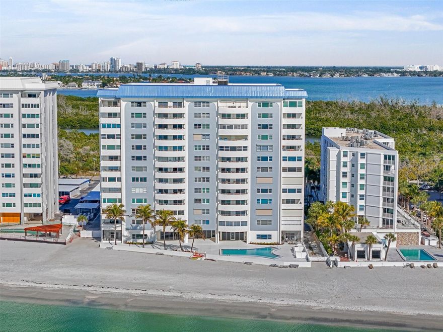 Welcome to paradise on Lido Beach in Sarasota! This beautifully turnkey-furnished 2-bedroom, 2-bath condominium is available beginning December 15, 2025 for short-term rentals (minimum 3 months). Rates are $10,000 per month for January–April and $6,000 per month during the off-season (May-December).
Perched on the 8th floor, this corner residence showcases unobstructed, breathtaking Gulf views from every window. The open-concept layout creates a bright, relaxing environment, perfect for enjoying the coastal scenery indoors or while lounging on the spacious private balcony.
The building’s lobby and amenities have been beautifully renovated, including the fitness center, clubhouse, shower/saunas and pool deck, providing an elevated beachfront lifestyle.
Owner covers up to $125 per month in electricity and a once-a-month cleaning. Applicable short-term Florida taxes (7% sales tax + 6% tourist tax) apply to leases 6 months or less.
Experience the ultimate Lido Beach getaway with stunning views, modern comforts, and resort-style amenities—all just steps from the sand.  All you need to bring is your swimsuit and a SMILE!  Just one mile to the north, you’ll find the world-famous St. Armands Circle, offering upscale shopping, exceptional dining and vibrant nightlife. Travel four miles across the iconic Ringling Bridge to reach downtown Sarasota, where arts, culture and entertainment await. For added convenience, the Sarasota Bay Runner Trolley provides FREE and easy transportation from south Lido to downtown within minutes.