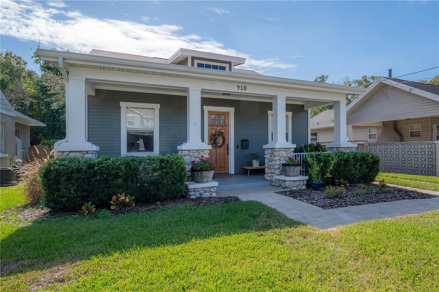 MULTIPLE OFFERS.  SELLER IS REQUESTING HIGHEST AND BEST BY 4:00 P.M. MONDAY 11/13/23 Welcome to 910 W Plymouth Street!  This lovely newer construction home is in sought after Riverside Heights! Just about a half mile from the sparkling Tampa Riverwalk and a few homes from the serene Plymouth Park and Playground. You will enjoy coming home to this beauty situated on a wide original brick street. From the curb, she draws you in with alluring large riverwalk stone columns, covered front porch and charming dormer window. Step inside to discover high ceilings, recessed lighting and a gorgeous functional open floor plan that lends itself to effortless entertaining. The kitchen is a gourmet wonder with plentiful cabinetry, granite countertops, large breakfast bar and center island. The gas range will surely have you renewing your subscription to Food & Wine Magazine! The master bedroom is spacious with an oh so wonderful large walk in closet, a private en suite and just remodeled bathroom showing off a white Carrera vanity with marble sinks, divine soaking tub and separate  luxurious shower.  The 8 foot solid core doors and vintage looking hardware definitely elevate the upscale feel of this inviting home. PLUS the two car detached oversized garage with back alley ingress and egress allows you to drive in and out with ease.  Other features that you will LOVE: Surround sound speakers, motion detector flood lights, outlets under roof soffit, Ring doorbell with backyard and side cameras, Screens in windows, Hue lights in Family Room and Entry Way, Quick water shut off for house, Huge standup planked attic storage space in main house, extra attic space above garage, Laundry Sink, Fully fenced yard, Hurricane grade garage doors.  Roof 2021, A/C 2016, refrigerator and dishwasher 2020, Gas range and range hood 2017, new beverage cooler, Dual Termite Warranty. This home is also completely wrapped in vintage looking Hardie Board Siding which is Termite and Rot Resistant. Riverside Heights is centrally located, just a few miles into downtown Tampa yet tucked away in this perfect neighborhood that borders the eastern side of the Hillsborough River.  Come and see it for yourself, call now.  Room sizes approx.