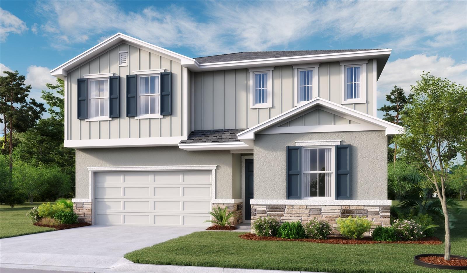 Under Construction. **Take advantage of special financing + Flex Funds on quick move-in homes**Spacious and accommodating, the two-story Moonstone features an open-concept main floor and four charming bedrooms upstairs. Just off the entryway, you'll find a secluded Bedroom with a full bath on main floor. Toward the back of the home, a large great room flows into an inviting kitchen with a center island and adjacent dining room. Kitchen is fully equipped with GE stainless steel appliances, Quartz Counter tops and White 42" cabinets. 7"x22" Wood-look Tile Plank flooring is throughout your spacious living areas. Upstairs, a loft offers a versatile common area, and a sprawling owner's suite includes an attached bath and walk-in closet. Experience Florida living at its finest with a covered lanai ideal for entertaining. A large owners bedroom with en suite bathroom boasts a tiled shower enclosure and double vanity. Also included: a spacious laundry room, versatile loft and 2-car garage. 1x capital contribution fee of $350. * SAMPLE PHOTOS Actual homes as constructed may not contain the features and layouts depicted and may vary from image(s). **Options may vary by community, so see your sales associate for details. These offers are available for select homes on a first-come, first-served basis.