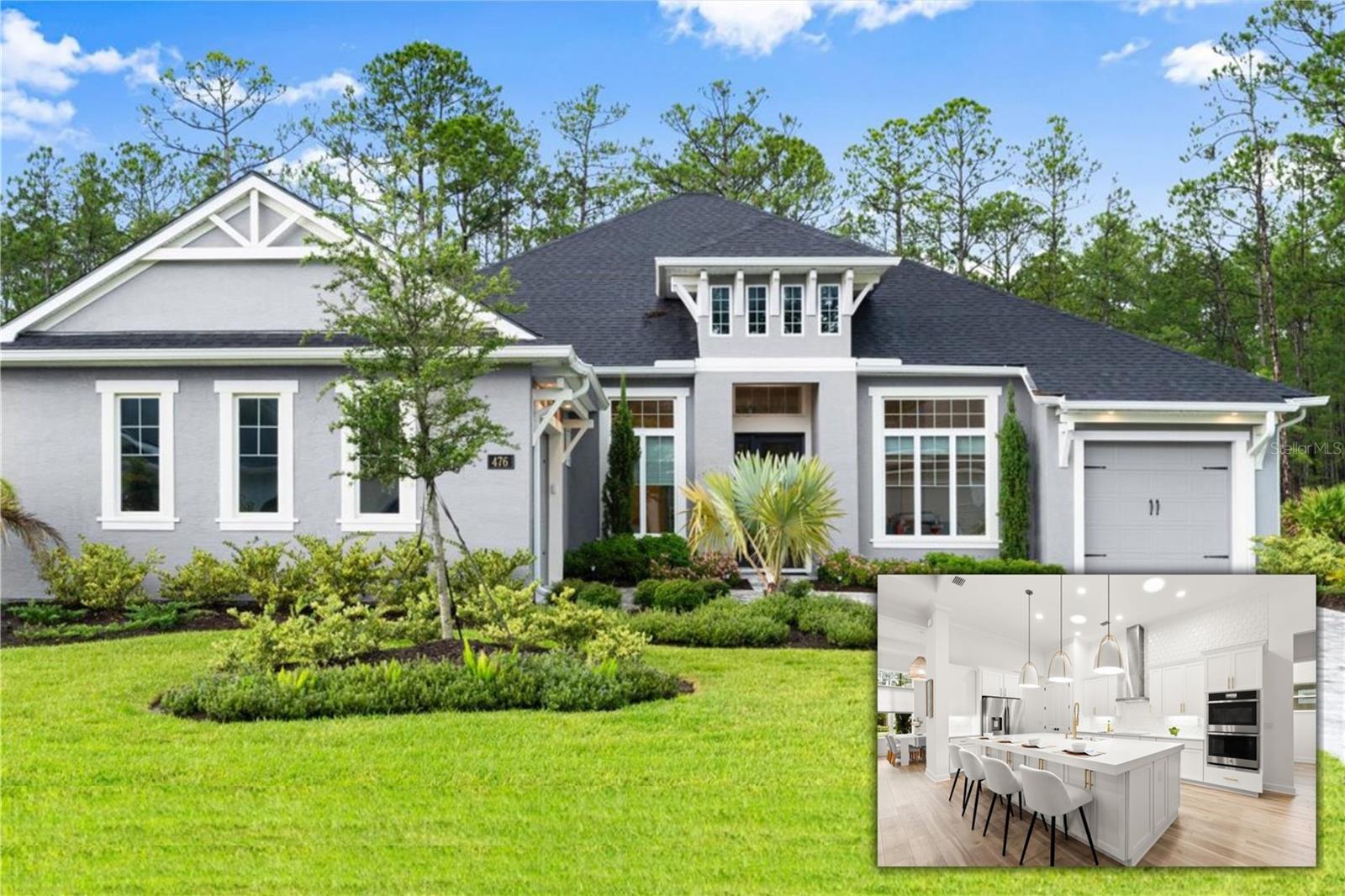 Custom Modern Luxury & Timeless Design in Gated, Premier Private Golf Community of Plantation Bay!! This award-winning Egret VII by ICI Homes, completed in 2023, presents a rare opportunity to own a modern masterpiece on a double preserve homesite. Spanning over 2,800 square feet of open-concept living, this FOUR bedrooms and THREE FULL bathroom residence is thoughtfully laid out for both everyday comfort and upscale entertaining. The grand living area features soaring ceilings and wide-plank LUXURY VINYL PLANK flooring that seamlessly connects the designer kitchen and dining spaces, creating a cohesive and elegant atmosphere. The chef’s kitchen boasts QUARTZ countertops, an enormous center island, DOUBLE OVENS, induction cooktop, Shaker Style cabinetry, and a large walk-in pantry. The adjacent breakfast nook offers tranquil views of the expanded covered lanai and lush natural preserve, making it the perfect spot for casual dining or morning coffee. The lanai offers potential for a future summer kitchen, offering endless outdoor entertaining potential.
The owner’s suite, thoughtfully separated for privacy, features tray ceilings, two spacious walk-in closets, and a spa-like bathroom with dual vanities and a walk-in shower. On the opposite side of the home, three additional bedrooms and two full baths provide ample space and privacy for guests or family. A dedicated home office/flex room and a formal dining room off the entry add to the thoughtful functionality of the layout. The garage configuration includes a double bay for vehicles and a separate single bay for a golf cart or workshop/hobby space.
Living in Plantation Bay means enjoying a lifestyle that few communities can offer. Optional club memberships unlock access to 45 holes of championship golf, 10 pickleball courts, 10 tennis courts, a brand-new $30 million Founders Club, state-of-the-art fitness and spa center with classes, a resort-style pool, lap pool, cabana bar and grill, Prestwick clubhouse, bocce ball, and a year-round calendar of social events. Plus, it’s a golf cart-friendly, gated community that blends security, serenity, and activity. If you're searching for a 2023-built, custom-designed home in a resort-style setting that values privacy and luxury equally, this is the one. Schedule your private showing today—this exceptional residence will not last. Plantation Bay, a gated, golf cart-friendly community, offers optional memberships to enjoy 45 holes of championship golf, 10 pickleball courts, 10 tennis courts, a new $30-million Founders Club, a fitness/spa center with classes, a resort-style pool, lap pool, cabana bar & grill, an additional Prestwick clubhouse, bocce ball, and a vibrant events calendar, ensuring a lifestyle of luxury and leisure.