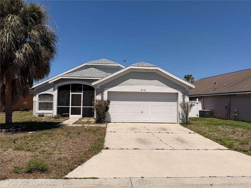 Deal alert,
Unbelievable low price for a three bed two bath block built single-family home on its own lot, Gated community,
Located in the heart of Davenport.
Roof is almost new, Just in need of a little TLC, To turn this current prince into a king of  homes,

Good size yard, Front and back screened porches, Two car garage, All appliances.

This house  screams potential,
To any Buyer capable of basic DIY,
Neighbourhood has community pool, Low HOA fees, and no CDD.

Amazing location, Just a mile from AdventHealth healthcare center, Posner Park with 1,000,000 ft.² of mixed retail, Dining and entertainment venues,
Plus exit 55 of the I-4 With access to everywhere,
Theme parks are all locally convenient,
Just perfect location, Price and Possibilities.