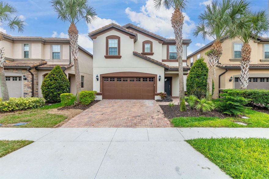 Short Sale. Welcome to Windsor at Westside — Guard-Gated Resort Living at its Finest! This fully furnished, turn-key 7-bedroom, 5.5-bathroom home offers 3,314 sq ft of beautifully appointed living space, perfect for short-term rental income or a luxury vacation retreat. Enjoy an open-concept kitchen with stainless steel appliances and large island, a first-floor primary suite, and a spacious upstairs loft. Step outside to your private south-facing pool with brick pavers, covered patio, and screened lanai. Premium lot with easy access to resort amenities including waterslide pool, lazy river, Tiki bar, fitness center, arcade, and more — all just minutes from Walt Disney World. Fully furnished | Turn-key | STR-friendly | Don't miss this one!