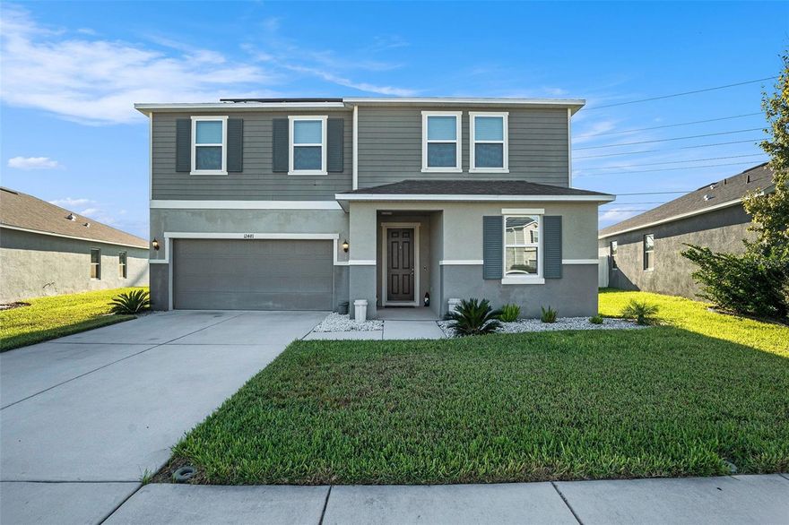 PRICED TO SELL! Welcome to this stunning 5-bedroom, 3-bath home built in 2021 — completely turn-key and ready for you! Featuring an open floor plan with spacious living areas, this home offers the perfect blend of modern design and comfort. The designer kitchen showcases granite countertops, stainless steel appliances, and ample cabinetry, making it a chef’s dream. Enjoy a bright, inviting layout ideal for entertaining or family gatherings. The beautiful backyard view provides a peaceful retreat, while gifted solar panels offer exceptional energy efficiency and savings. No CDD and low HOA add even more value. With plenty of space for everyone and move-in-ready condition, this home is a must-see!