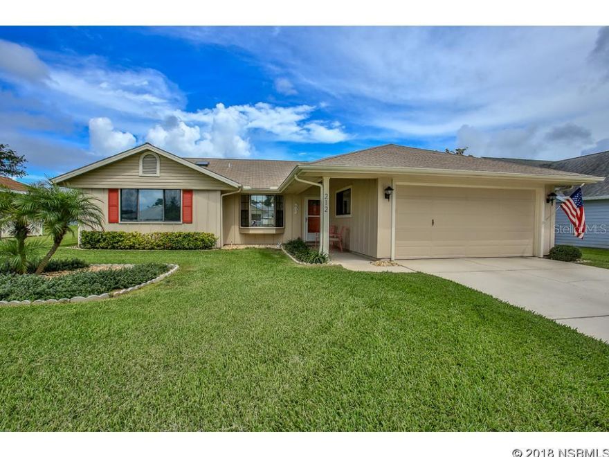 Beautifully maintained and updated single-family home in popular Fairgreen Golf Community.  Just the right size for your residence or for 2nd home, at 1,578 sq. ft. of A/C living space. Vaulted ceiling in great room, double pane windows, updated kitchen and bathrooms, new interior doors and hardware. Eat-in kitchen features breakfast nook at bay window, new quartz counter tops and ceramic tile back splash, accent oak cabinets, new recessed lighting and spacious pantry. Bath rooms have new wood cabinets and granite counter tops and fixtures, master bath shower has new tile flooring. Newly landscaped 2016, exterior paint 2015, interior paint 2014. New Rheem A/C system 2016 with 10 year parts/compressor warranty. Roof replaced 2003 prior to storms of 2004. Spacious Florida Room with tiled flooring and large sliders to open it up and enjoy the outdoors as screen room. Brand new backyard privacy fence 2018.  Great location, steps to community heated pool (available by optional membership).  Pool Certificate available outside closing, if desired. Central location, close to everything, including historic downtown districts of Canal Street and Flagler Avenue, shopping, dining, pubs, beach is 8 minutes away, or ride your bike and enjoy the ride.  Nestled between 2 golf courses, low annual HOA dues include irrigation system & water to it.  Furniture available outside of closing. ;Water: City