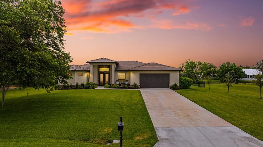 Experience the Best of Alva Living Just Minutes from Town! Welcome to this stunning 2023-built lakefront home nestled on a spacious .66-acre lot in the sought-after Riverwind Cove community, just off Babcock Ranch Road. Located on a peaceful cul-de-sac, this property offers the perfect blend of modern luxury and serene nature. Why build, this beautifully upgraded home features a 3-bedroom + den/study layout with a bright, open great room floor plan designed for both comfort and style. Enjoy granite countertops, premium wood cabinetry, vaulted ceilings, and high-end vinyl plank flooring throughout. The large fenced backyard overlooks a tranquil lake and offers ample space to add a custom pool. French glass doors open from the main bedroom suite, dining room, and great room to the covered rear porch, creating seamless indoor-outdoor living. Built to Last with Hurricane-ready with full impact-resistant windows and doors – no shutters required and Generator-ready with pre-installed hookup. The spacious main suite includes dual walk-in closets, a massive dual-entry shower, and dual vanities. New epoxy floors in the garage. Equestrian-friendly community with horse stables available for rent. This home is the perfect blend of modern living and country charm.