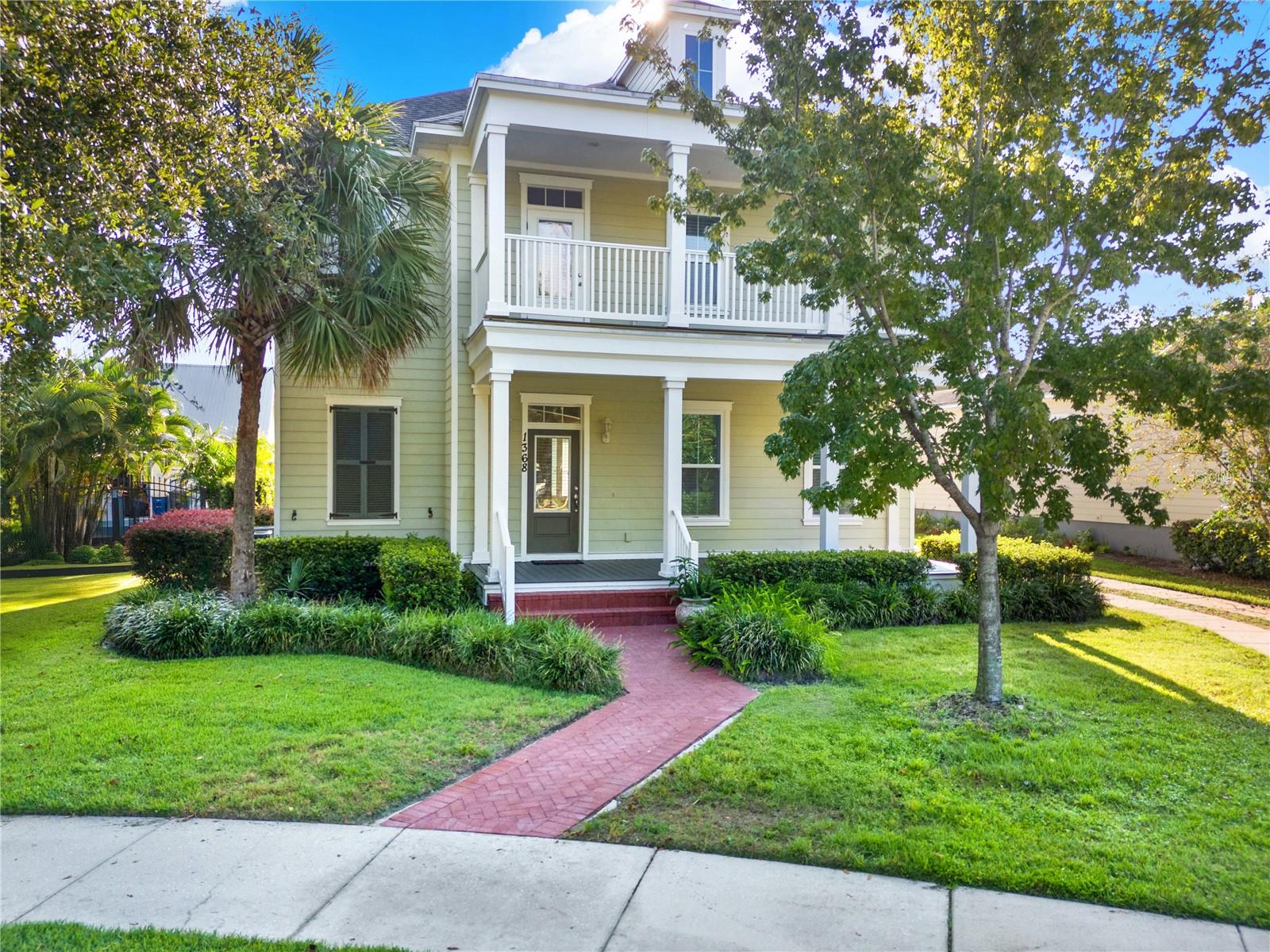 3/2.5 FOLK VICTORIAN HOME WITH OFFICE AND LOFT, AVAILABLE IN OAKLAND PARK. Located in the golf-cart district and only minutes from downtown Winter Garden and the Turnpike. Access to the West Orange Trail right within this waterfront, certified green community. This home sits on a over-sized lot with NO rear neighbors. You can sit on the front porch or balcony and enjoy the view of the park right across the street. Upper and lower front porch redone with TREX DECKING in 2024. As you enter this home you will notice the open and airy floor plan it offers with many oversized windows, providing ample natural light. The large OFFICE/ DEN is immediately to the right of the front door, featuring glass French doors.The kitchen is open to the Great Room and Dining area, featuring 42”cabinets with crown molding, stainless steel appliances, a gas stove, granite countertops, glass and tile backsplash, a closet pantry and an island with breakfast bar seating. Ceramic wood-look tile throughout the downstairs. Crown molding and window accents add a elegance to this home. At the back of the home you will find a mud room with built in cabinets and a half bath. All bedrooms are upstairs with BONUS ROOM leading to the balcony. The detached 2 garage is located in the back of the home with added privacy. The back screened porched and paver fire pit area make the backyard a wonderful place to relax. The Oakland Park community features a clubhouse, two resort style pools, multiple parks, walking trails, playgrounds and greenery area perfect for meeting new neighbors. ONE YEAR HOME WARRANTY INCLUDED.