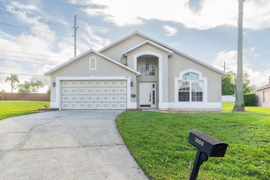 Short Sale. Welcome to this bright and beautiful 4-bedroom, 3-bath POOL home--just 15 minutes from the magic of Disney!  Sitting proudly on an oversized corner lot, this home offers plenty of space to relax and enjoy the Florida lifestyle.  Step inside and you'll love the open layout and modern updates throughout.  All three full bathrooms were tastefully remodeled in 2021, and the kitchen was beautifully updated in 2017--the perfect blend of style and function.  Outback, your private inground pool invites you to unwind, soak up the sunshine, and make every day feel like a vacation.  With a new roof added in 2021 and irrigation system- this home is move-in ready and worry-free.  Whether you're looking for your own piece of paradise or a smart investment--short-term rentals are allowed--this 1905 square-foot home truly has it all: comfort, sophistication, and an unbeatable location close to all the fun Central Florida extends! HOA MAINTAINS LAWN!!