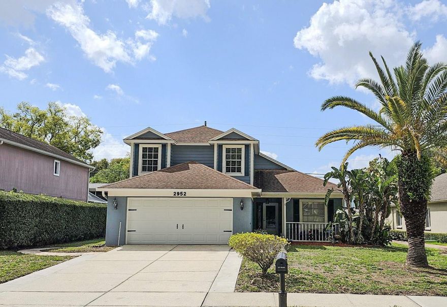 Updated 3 Bedroom Home w/large Bonus Rm, 2 ½ Baths, 2 Car Garage w/a Beautiful Salt Water Pool & plenty of screened in under-roof Patio area for entertaining. Located in Top Rated Palm Harbor School District & best of all conveniently located walking distance to Carwise Middle School! This home is “Not in a Flood Zone”, has low HOA’s & No CDD’s! Well-maintained home w/extra wide driveway, a quaint front porch & a paver walkway to your completely fenced Pool area & backyard oasis. An open first floor plan w/cathedral ceilings in Living Rm, Plantation Shutters throughout the entire home! Updated kitchen w/plenty of cabinetry, plus a closet pantry & breakfast bar w/extra under counter cabinetry that opens up to the Dining Room, stainless steel appliances, granite countertops & pendant lighting.  Primary Bedroom w/walk-in closet & beautiful newly updated en-suite bathroom w/granite counters, new lighting mirrors, toilet & new shower w/2 shower shelf niches & multiple shower heads including a rain shower head.. A convenient first floor ½ bath as well. A grand wooden staircase to the 2nd floor will lead you to Bedrooms 2 & 3, both w/window seats. A 2nd full bath & the generous sized bonus room, being used as an office currently, but could be a 4th bedroom for guests, workout room or playroom, etc.  Continuing back downstairs to the living room & exiting through the sliding glass doors, you will find an extensive under-roof screened Patio for entertaining & dry cover from those hot sunny or rainy days. Your extensive paver lanai area has even more room for an outdoor table or grill area, etc & is completely open to your gorgeous, sparkling Salt Water Pool. This is where you will ultimately want to hang out w/family & friends on a daily basis!  RECENT UPDATES INCLUDE: AC – 2022; Hot Water Heater – 2021; Water Softener – 2020; New Salt Cell for Pool Salt Water System - 2025; Range/Oven – 2025; Exterior Paint – 2021; Newer Toilets in all Bathrooms; Primary Bathroom Remodeled – 2025. This home is conveniently located to schools, shopping, restaurants, grocery stores, medical facilities, golf courses and beaches. Put this one in your Favorites!
