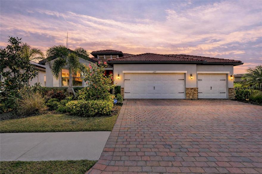 This is your chance to purchase an almost new home featuring 4 bedrooms or 3 bedrooms plus a den, a 3-car garage, and a heated pool and spa, all set on an over a quarter acre spacious corner lot that includes beautiful lake views without the lakefront lot premium. This popular Delray floor plan offers a spacious great room and split bedrooms, with the primary suite located at the back of the home, overlooking the resort-style pool and spa area and  the lake beyond. Mature landscaping provides privacy while you enjoy your outdoor oasis. The owners have customized the home with stunning porcelain, marble-look tile throughout the main living areas and wood plank tile in the primary suite. The open kitchen features elegant raised-panel glazed wood cabinets in an off-white finish, coupled with large crown molding, a light valance, a designer backsplash, Level 5 quartz countertops, and upgraded stainless steel appliances. A large island that seats four includes an upgraded farmhouse sink with decorative finishes. The great room has been enhanced with a beautiful built-in wall unit in light gray, featuring decorative shelving and drawers for additional storage. The generous primary suite provides two walk-in closets equipped with custom wood shelving and built-ins, along with an en-suite bath that includes a walk-in shower, dual sinks, and custom mirrors. The guest bedrooms are positioned at the front of the home to offer extra privacy for your guests or family. The owners have selected the finest finishes, including Level 5 cabinets throughout, quartz and granite countertops, and have further customized the home with extensive crown molding, chair rails, and built-ins. Enjoy al fresco dining by your beautiful pool and spa, complete with a spectacular lake view. Living in Toscana Isles means embracing an active and vibrant lifestyle! This gated, resort-style, maintenance-free community invites you to explore kayaking, canoeing, and fishing on over 200 acres of interconnected lakes right in your backyard. The impressive 8,000-square-foot clubhouse serves as the heart of the community, featuring a state-of-the-art fitness center, a ballroom for social gatherings, and a billiard room equipped with a big-screen TV. Plus, you’re just six miles from the stunning Nokomis Beach, a quick 10-minute drive away, and conveniently close to the Legacy Bike Trail. The lively downtown areas of Venice and Sarasota are nearby, brimming with cultural experiences, delightful shopping, and exquisite dining options. With Sarasota Memorial Hospital’s new Venice campus just around the corner, you’ll enjoy the perfect mix of convenience and care. Don’t let this incredible opportunity slip away! Call us today to schedule your private showing and take the first step toward making this dream home your reality.