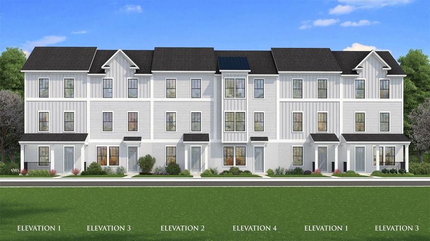 Under Construction. 3 Level Townhome with Study! Ready in April. This new construction, three-story townhome (The Lantana) is a showstopper with its popular farmhouse exterior. This townhome features 3 bedrooms, 2 full bathrooms, a powder room, spanning 1,846 sq. ft. As you enter this home through the 8 ft. entry-door, you are welcomed with a dedicated study/office with large storage closet. As you continue up, you will find luxury vinyl plank flooring that that leads you to the open concept living room, dining room and stunning kitchen. Your inner gourmet will be delighted by the large eat-in island, 42 in. cabinets with crown molding, quartz counters and soft-close drawers. Your eyes will be drawn to the bank of windows flooding your dining room and kitchen with light. Moving to the third level, you have quick access to the generously sized primary suite that accesses your ensuite bathroom with glass-enclosed shower, dual vanities, and the roomy, well-lit walk-in closet. Adjacent to the primary suite is your laundry room with adjacent, secondary bedrooms and guest bath.