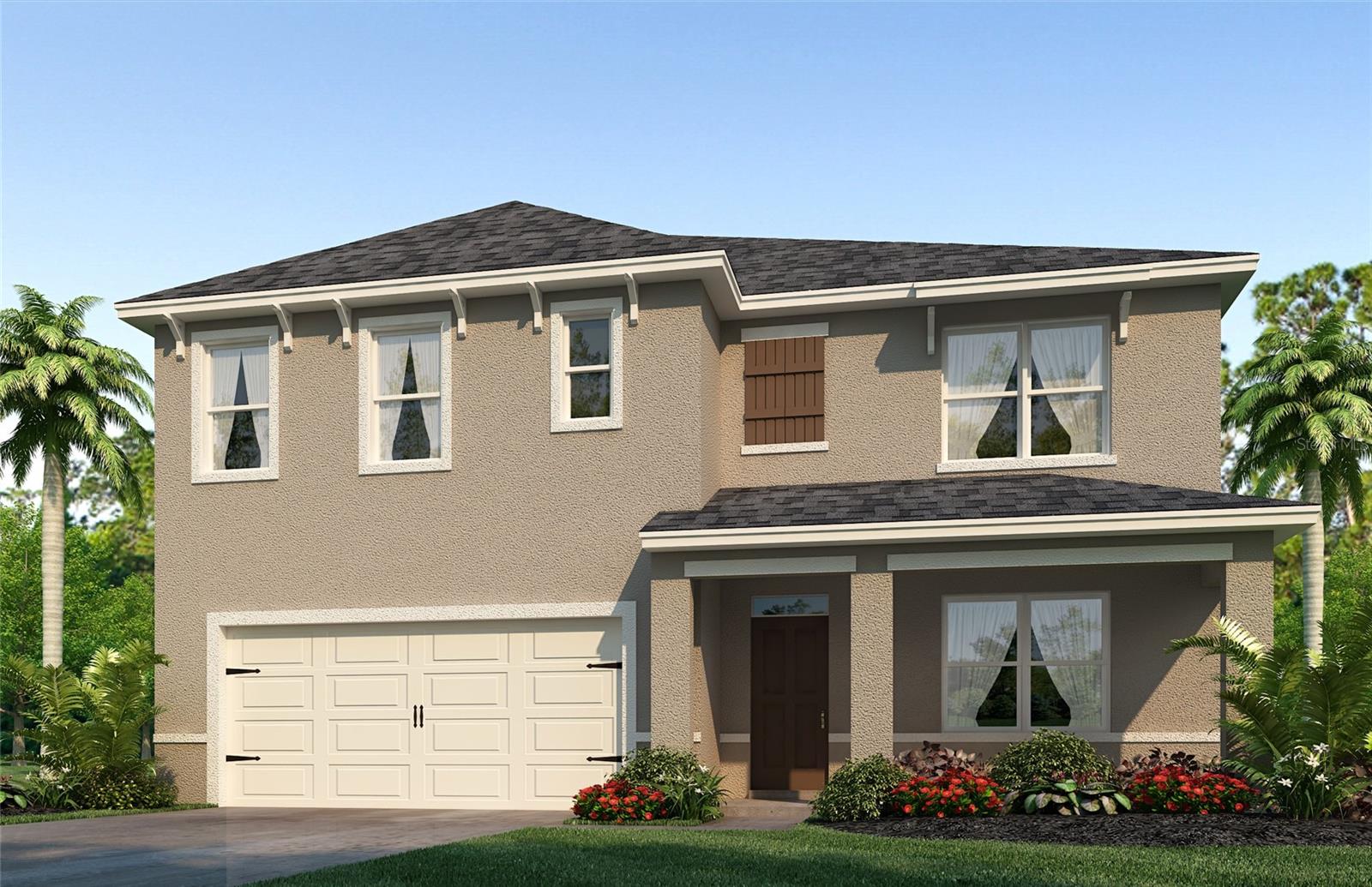 Under Construction. Preston Cove presents the Hayden. This amazing all concrete block construction single-family home features 5 bedrooms and 3 bathrooms optimizing living space with an open concept layout. The kitchen overlooks the dining area and great room, while having a view to the covered lanai outside. Ample windows and a set of sliding glass doors allow lighting into the living area. The well-appointed kitchen features an island with bar seating, beautiful granite countertops and stainless-steel appliances, making entertaining a breeze. The first floor also features a flex room that provides an area for work or play, a bedroom, and full bathroom. As we head up to the second floor, we are greeted with bedroom one that features an en suite bathroom as well as three additional bedrooms that surround a second living area, a full bathroom, and a laundry area. Like all homes in Preston Cove, the Hayden includes a Home is Connected smart home technology package which allows you to control your home with your smart device while near or away.
*Photos are of similar model but not that of exact house. Pictures, photographs, colors, features, and sizes are for illustration purposes only and will vary from the homes as built. Home and community information including pricing, included features, terms, availability and amenities are subject to change and prior sale at any time without notice or obligation. Please note that no representations or warranties are made regarding school districts or school assignments; you should conduct your own investigation regarding current and future schools and school boundaries.*
