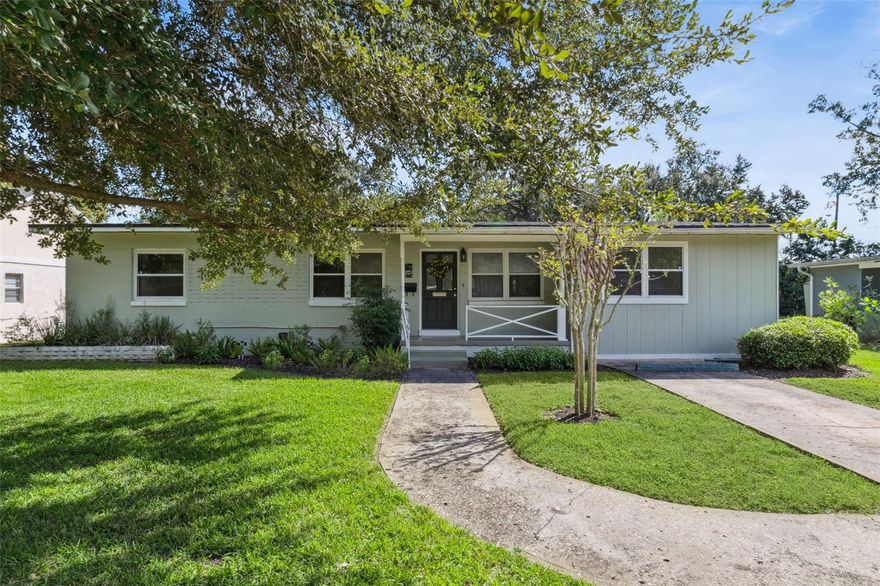 Discover the best of community and convenience at 275 Virginia Drive! This charming, mid-century gem created treasured memories for the same owners since 1955. A perfect blend of vintage character with some fresh updates, this classic 4-bedroom, 2.5 bath ranch has been meticulously cared for and is move-in-ready, but could also present an ideal canvas for a designer’s brush. Situated on a quiet street in the golf cart district of downtown Winter Garden, this home has the benefit of being closely located to the vibrant downtown area where top-rated dining, trendy shops, and the weekly farmer’s market await. For even more recreation, the West Orange Trail is one block away for jogging and biking, or take a quick golf cart ride to appreciate the serenity of Lake Apopka. Beyond a front entrance showcasing the original owner’s beveled-glass artistry, natural light from a large picture window enhances the vintage hardwood floors and neutral colors flowing throughout the living room and secondary bedrooms. An efficient kitchen features a cozy breakfast nook adjacent to the combined great room and dining area; an ample, open space for entertainment and holiday gatherings with loved ones. The separate, primary bedroom is generous, boasting a private entrance and a full, tiled bath. The roof, HVAC, and some plumbing fixtures were replaced within the last few years and in August 2025, a new and upgraded electrical system was installed. Outside, a handy sprinkler-system helps keep the sunny front yard lush while the backyard is surrounded by mature trees and shrubbery, making it a perfect spot for little ones and four-legged friends to roam freely without worry, as well as cookouts, or just outdoor relaxation in the warm Florida weather. Creative folks will spend countless hours in the custom workshop situated on its own concrete slab, and complete with attic storage and window A/C. This shed could easily be insulated and upgraded to create a comfortable space for a hobby area, man cave or anything else to suit your needs! This charming home is brimming with nostalgia and is ready and waiting to be your new forever home. Don’t miss your chance to own a piece of Winter Garden history, schedule a private showing TODAY!!!