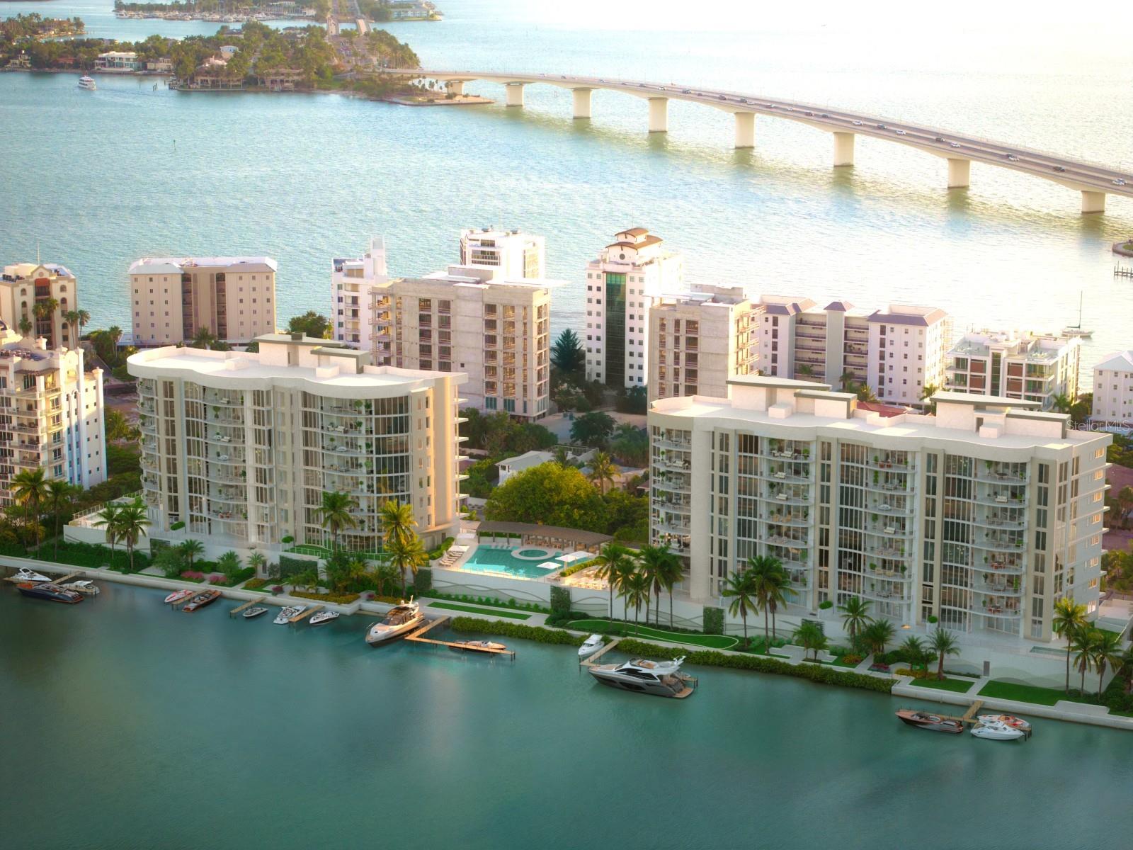 One or more photo(s) has been virtually staged. Pre-Construction. To be built. The attractions of Amara, diverse and extraordinary, know no equal. This begins with its Golden Gate address – for the Point is one of those rarest of natural wonders – enclave that looks across the bay and back to the city – once-in-a-lifetime views that are yours every day. Amara offers a collection of 54 stylized residences with floor to ceiling glass windows throughout to take in the unobstructed views over Sarasota Bay. Floor Plans vary from 2,272 to 3,429 square feet of living space complete with spacious sunset terraces. Level two offers a very rare opportunity of only five one-of-a-kind terrace residences showcasing exquisitely private outdoor living spaces, with private pool and spa set above Amara’s lush esplanade and marina. Sophisticated design by MHK Architecture and DWJA Landscape Architects. An elegant and elevated interior design by Lillian Wu Studio, NYC. This thoughtfully designed residence offers 3,351 square feet of indoor/outdoor living space including uninterrupted walls of glass to frame exquisite views from every room. The layout maximizes the area devoted to the theatrical open-plan design. Residences are appointed with luxurious finishes including Wolf and Sub-Zero appliances, Gessi plumbing fixtures, Richelieu hardware, Neff cabinets and stone countertops with island waterfall and full height-backsplash. Outdoor summer kitchens include a built-in Artisan gas grill. Exceptional indoor and outdoor amenities include a breathtaking esplanade with infinity pool terrace, social and game room, private lushly landscaped marina and bayside terrace, kayak and paddleboard launch, fire table seating, intimate waterside seating area, bocce ball court, putting green, and dog walking area. The spacious state-of-the-art fitness center offers Techno-gym equipment, hot and cold plunges, steam and sauna rooms, a yoga garden, massage treatment room and dual locker rooms. By the water, in the water, on the water. Whenever you wish. Wherever you want. This is the incomparable life Amara, unquestionably, Sarasota’s most exciting and remarkable residences, ever.