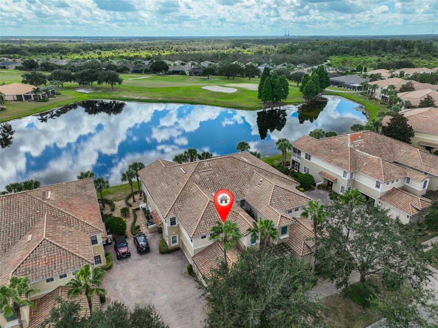 Welcome to this IMMACULATE, fully renovated, furnished and maintenance-free LUXURY condo in the desirable Toscana community of Renaissance. This spacious 3-bedroom plus den, 2-bath home offers nearly 2,500 square feet of beautifully updated living space and features breathtaking, unobstructed views of both the golf course and water. Your private elevator—maintained by the association—opens directly into an open-concept floor plan designed for relaxed living and entertaining. From the moment you enter, the covered, screened lanai draws you in with one of the best views in the community. The completely redesigned chef’s kitchen has over $100,000 in luxury upgrades, including all-wood, raised-panel cabinetry with crown molding, under-cabinet lighting, pull-out shelving, and detailed panel end caps. Quartz countertops with a soft pattern pair with the travertine backsplash, while the island with seating for six invites at all occasions. Premium stainless steel appliances include a gas range. The great room provides a seamless transition between the formal dining area and breakfast nook. The private primary suite is a tranquil retreat, featuring a custom accent wall, tray ceiling with crown molding, and serene views of the water and tropical landscaping. The luxurious en-suite bathroom has been updated with a seamless glass walk-in shower featuring a linear drain and thoughtfully placed shower controls. Dual Kohler undermount sinks in the elegant vanity with abundant storage, framed mirrors, updated fixtures, and designer lighting. The spacious walk-in closet has a California-style custom organization system. The split floor plan ensures privacy for everyone, with two generously sized guest bedrooms offering natural light, updated flooring, and abundant closet space. The second full bathroom has also been remodeled with modern wood cabinetry, quartz countertops, and a Kohler undermount sink. A separate den with glass French doors and crown molding offers flexible space for a home office or reading room. Additional highlights include tray ceilings, arched doorways, and 8-foot doors throughout, along with an updated laundry room complete with cabinetry, shelving, and a utility sink. The 2-car garage has epoxy flooring and includes a newer garage door opener (2018) and a whole-house Pelican water filtration system (2019). Mechanical updates include a new A/C and gas furnace (2020), a 5G wireless alarm system, and 3M security film on all windows. This pet- and smoke-free home is located just a two-minute walk from the Renaissance Clubhouse. Living in Toscana means access to an exceptional lifestyle with amenities such as a full-service restaurant, golf shop, fitness center with indoor walking track, resort-style pool, and full-service spa. As part of the greater Sun City Center community, you'll enjoy over 100 clubs and organizations, indoor and outdoor pools, pickleball, shuffleboard, lawn bowling, softball, arts and crafts, and more—all within a golf cart-friendly area. Conveniently located near the Gulf Coast’s top beaches, just over 30 minutes from Tampa International Airport, and close to Sarasota’s shops and restaurants, this home truly offers the best of Florida living. All exterior maintenance, landscaping, roof, and water are covered by the condo association. Voted the #1 Retirement Community in the USA by Travel & Leisure—this home is turnkey, luxurious, and ready for you to move in and enjoy.