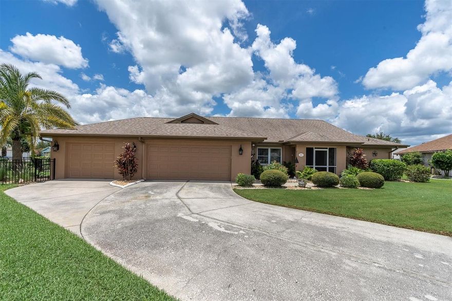 55+ resort-style living at Sun City Center - ranked #1 retirement town in the US! 
Well-maintained POOL HOME located at the end of a low traffic cul-de-sac in St Andrews Estates. This 3 bedroom, 2 bathroom and 3 CAR GARAGE home has 2400 sq ft of living space! Enter through the front door into the living room with pocket sliding glass doors, merging the interior and exterior spaces together. Enjoy peaceful relaxation in your personal oasis - a large covered patio, with wet bar, screened-in private pool with built in spa and an above ground spa. Lush landscaping and palm trees in the fenced backyard add to the tranquility of this property. 
To the left of the front door is the dining area, currently used as an additional seating area.
Enter into a spacious primary suite with a sliding glass door for private access to the lanai and pool. The recently remodeled ensuite bath has double sinks and an oversized shower with built-in seating that is wheelchair accessible. 

The kitchen boasts beautiful granite counter tops, a breakfast bar and pantry. Just off the kitchen is the cozy family room - a great space for enjoying your favorite movies! Pocket sliding glass doors create a seamless space between the family room and lanai for quick pool access! 

Split floor plan for privacy! There are two additional bedrooms with an updated full bath located in-between. The second bedroom toward the back of the home is large enough to accommodate a king size bed. The versatile third bedroom (closest to the laundry room) was remodeled adding sq ftg – great as a bedroom with a seating area, office or use to your own personal taste. 

MANY UPGRADES: dimmer electrical switches throughout the home, all interior doors updated, all sliding glass doors have new rollers so glide easily, all lights & ceiling fans have been updated, walls have been re-textured to a knock-down finish, newer exterior paint, newer front door, garage addition (9/2007) - 3rd stall added, additional sq ftg 3rd bedroom (3/2008), new roof (2014), new water heater (2021), new pool heater (2021), new front door (2021), new AC (2024). *Water softener is leased* *Electric hurricane shutters on lanai*
~ASSUMABLE LOAN at 2.75!

No CDD Fees! Not in a flood zone! In this premier retirement community you’ll find many amenities and activities. Club Renaissance offers an 18-hole golf course, pro-shop, restaurant, fitness center and fitness instructors with daily classes. At Sun City Amenity Center enjoy the pool, fitness center, lawn bowling, tennis courts, yoga center and more. Over 50 classes to choose from! There’s even a pickle ball court at the SCC Community Hall. Close to Tampa and Sarasota with easy access to beautiful gulf coast beaches, restaurants, shopping and airports! Enjoy the Florida lifestyle in this wonderful 55+ community!!