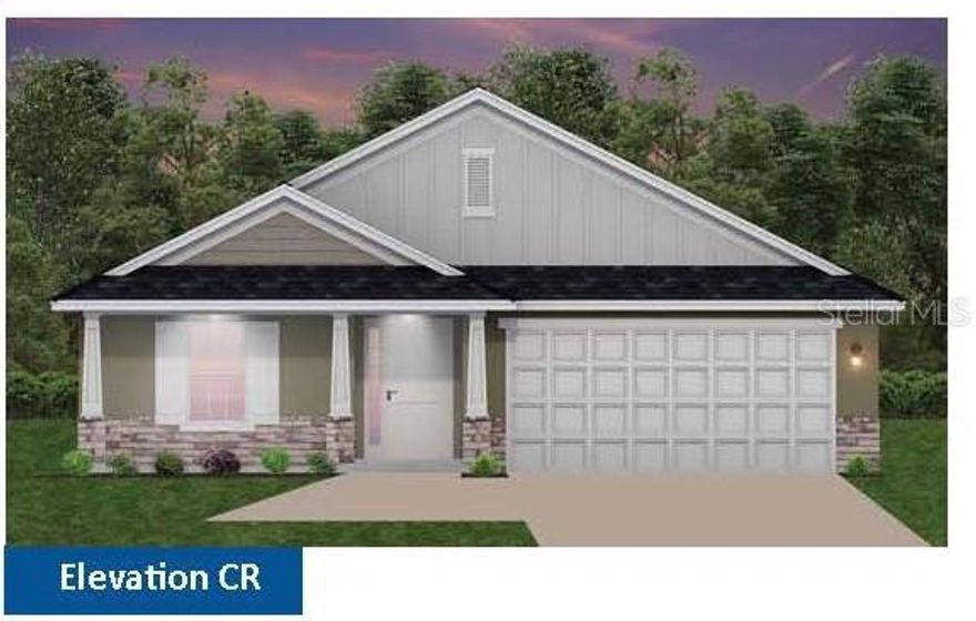 Under Construction. Popular 4/2 CONCRETE BLOCK home. Brand new community with amenities, resort style pool, playground and more. Conveniently located near Shopping, movie theaters, restaurants, hospitals, VA Clinic and i75 access. New Publix just a few minutes away! Short walk for middle schoolers. Stunning curb appeal begins with the Craftsman elevation. Shake shingle eaves, decorative garage door hardware and stone embellishments on the front corners of the home. Step through the front door into a generous foyer with 10’ Ceiling, split plan. Flooring is all wood look tile except for the bedrooms. Shaker style cabinets in kitchen and baths complete with granite countertops. Stainless steel appliances in the kitchen. Inside laundry room between the garage and the kitchen. Vaulted ceilings in the family and dining room. The primary bath includes the often requested 5’ tiled shower in lieu of tub/shower combo. Patio is truss covered perfect for outdoor living.
