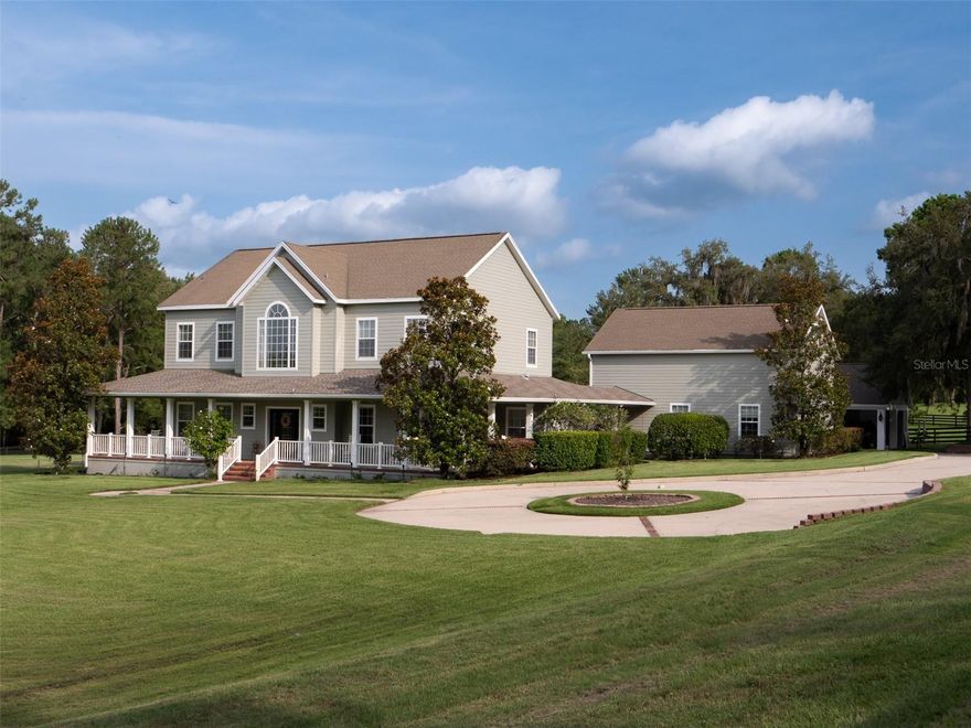 Don't think twice - this gorgeous 15.5+ acre farm won't be on the market long!  Located within the lovely gated community of Estates at Cotton Plant, this farm provides a peaceful and quiet setting, and yet is close to everything; it's just 5 miles to the event-filled World Equestrian Center.  This farm is beautifully board-fenced, and meticulously maintained.  There is a 3-4 mile riding trail on the perimeter of the community for safe and comfortable rides.  The charming home has a wrap-around porch, for relaxing, and enjoyable views in every direction.  Step inside to beautiful wood floors, tons of windows, high ceilings, and cozy fireplace; such an inviting, airy, and light-filled space.  The beautifully crafted home features crown-molding throughout, and thoughtfully designed fixtures and finishings.  The gorgeous and modern eat-in island kitchen boasts wood cabinetry, stone counters, farmhouse sink, pot-filler faucet, pantry, and high-end appliances and fixtures.  Step out back to several different covered seating areas, and a resort-like pool and spa experience.  Share the fun with your family and friends, who won't want to leave after staying in the adorable 1 BR/1.5 BA guest house!  This high and dry farm offers many great locations for your barn, arena, and more.