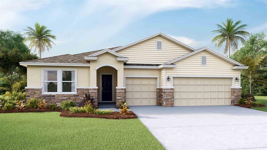 HOME OF THE WEEK - Limited-Time Pricing Available This Week Only!
MOVE IN READY! Don't miss your chance - only a few homes left in this community.  "This one-story, all concrete block constructed three-car garage home features a large great room with a formal dining room and a well-appointed kitchen with a dinette, all of which overlook a spacious covered lanai that is perfect for extending entertaining space outdoors. This home features two bedrooms that share a jack-and-jill full bathroom and which are located at the front of the home. The multi-gen living space, bedroom, and full bath are located beyond the powder bath and laundry room.  Bedroom 1 with an ensuite bath is located on the back of the home for privacy, offering beautiful views of the backyard. This home includes a stainless-steel range, microwave, and dishwasher.
"

Receive up to $15,000 towards closing costs and special interest rates with the use of our preferred lender + $5,000 towards upgrades - Now through Sunday, May 31st.