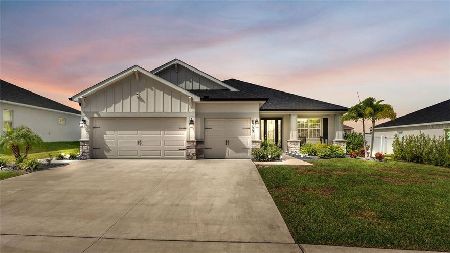 Stunning 2023-built home located in a highly sought-after gated community in South Lakeland!
This thoughtfully designed 4-bedroom, 3-bathroom residence with a 3-car garage and private office combines style, comfort, and functionality in one impressive package.
Step inside to find luxury vinyl plank flooring throughout, setting the tone for modern elegance. The open floor plan centers around a custom electric fireplace in the living room, mirrored by a matching one in the primary suite, creating a cozy yet sophisticated ambiance. The chef’s kitchen features a massive island with coordinating stonework, beautiful pendant lighting, granite countertops, and stainless steel appliances, making it perfect for both entertaining and everyday living.
Bedrooms 2 and 3 share a convenient Jack-and-Jill bathroom, while bedroom 4 is adjacent to the third full bath, which also provides direct access to the lanai—ideal for future pool plans or guest use. The primary suite offers a luxurious retreat with dual sinks, a freestanding soaking tub, a walk-in shower, and a spacious custom closet.
Additional features include a laundry room with a drop zone, automated shade on the sliding door, a 3-car garage with epoxy floors and overhead storage racks and a Vivint Security System with front door lock system, doorbell camera, thermostat, 8 total cameras, window/door sensors, glass break sensor & fire/smoke sensor..... talk about peace of mind!!
Outside, enjoy relaxing evenings on the covered lanai overlooking the fenced yard and beautifully maintained landscaping.
With its prime South Lakeland location, gated privacy, and high-end finishes throughout, this home truly stands out. Don’t wait—schedule your private showing today and fall in love with everything this home has to offer!