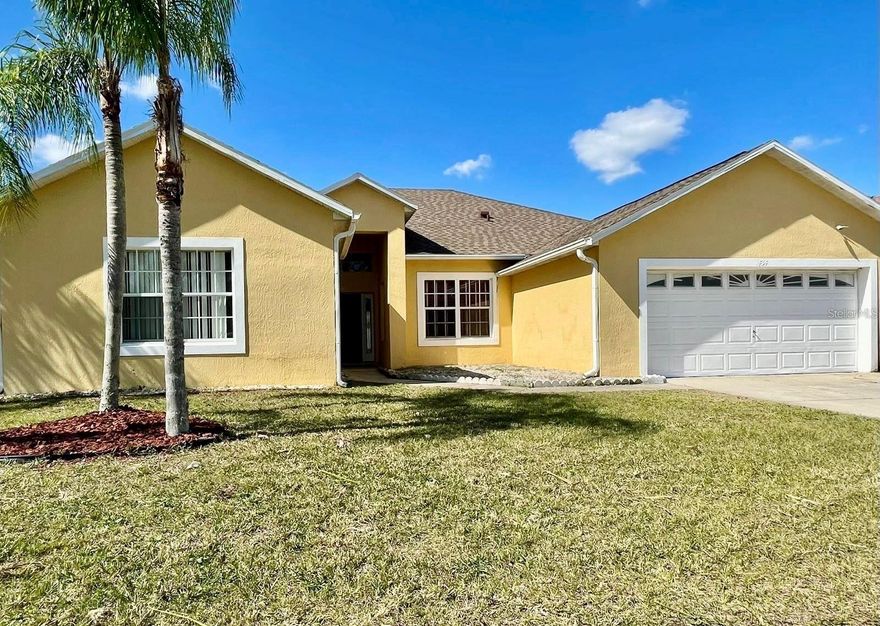 One or more photo(s) has been virtually staged. Welcome Home! This beautiful POOL DREAM HOME features 4-bedroom, 3-bathroom 2 car garage! BRAND NEW KITCHEN CABINETS, Stainless Steel APPLIANCES, NEWER AC and NEWER Roof is less than 5 Years old.  Enjoy a lot of space in the Formal living room, family room & dining room. Ceramic Tile almost Every Room of the House, Master Bedroom with Master Bath. Enjoy your beautiful inground pool and enclosed fenced in back yard. Must See this Absolutely Gorgeous and Well Maintained Home! Beautiful hallway painted with Disney characters. This beautifully maintained with over 2,300 sq ft of spacious living, combines spacious design with open concept throughout. Step inside to find a bright, open floor plan with separate formal living & dining room areas. From its vaulted ceilings and abundant natural light illuminating the main living areas, this home was designed with both entertaining and everyday comfort in mind. The kitchen features gorgeous Brand New cabinets, granite counter tops, SS appliances. The private primary bedroom suite includes a large walk-in closet and the in-suite bathroom is a peaceful retreat with a large corner soaking tub, glass step-in shower, dual sinks. Two additional spacious bedrooms share a full bathroom, and to the other end of the home is a 4th bedroom with a closet and full bathroom. The home hosts a generously sized laundry room with built-in shelf storage connected to the doorway to the 2-car attached garage. Step out of the oversized sliding glass doors into your very own Florida oasis with a screened-in, in-ground pool and covered patio, ideal for relaxing weekends or entertaining family and friends. The fully fenced backyard adds privacy and space for pets or play. The community grants access to resort-style amenities—including parks, a clubhouse, fitness center, tennis courts, and community pool.  This home shares tranquility, yet is just minutes from shopping, schools, Poinciana Medical Center, the new Lakes Plaza and major roadways for easy commuting. Don’t miss the chance to call this stunning property your next home—schedule your showing today!