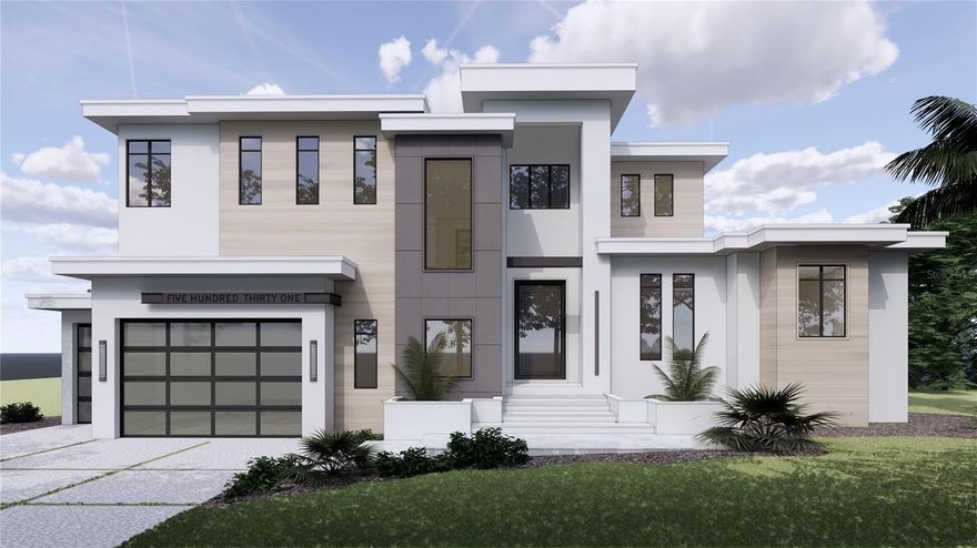 Under Construction. Welcome to another exquisite home from the Brista Built collection. This stunning property boasts a spacious open-air rooftop deck that offers breathtaking views of Sarasota Bay, perfect for hosting parties under the stars or simply soaking up some sun. If you're looking for more secluded relaxation time, explore two covered balconies that offer privacy and comfort. Then step inside and be mesmerized by the chef's kitchen -- this is where your culinary dreams come alive. The two-tone Italian cabinetry, butlers pantry, and quartz countertops with waterfall edge provide a sleek and modern aesthetic. True elegance radiates from every detail, including wide plank wood floors, designer light fixtures, and custom entertainment walls. Let's not forget the second-floor club room, where you can enjoy marathon movie nights or cheer on your favorite football team. Then retreat to one of five bedrooms with en-suite. But this luxurious residence provides more than just interior beauty. The outside offers a world of its own with a private pool, heated spa, summer kitchen and a personal dock with lift, providing easy access to the open waters of Sarasota Bay directly from your backyard.