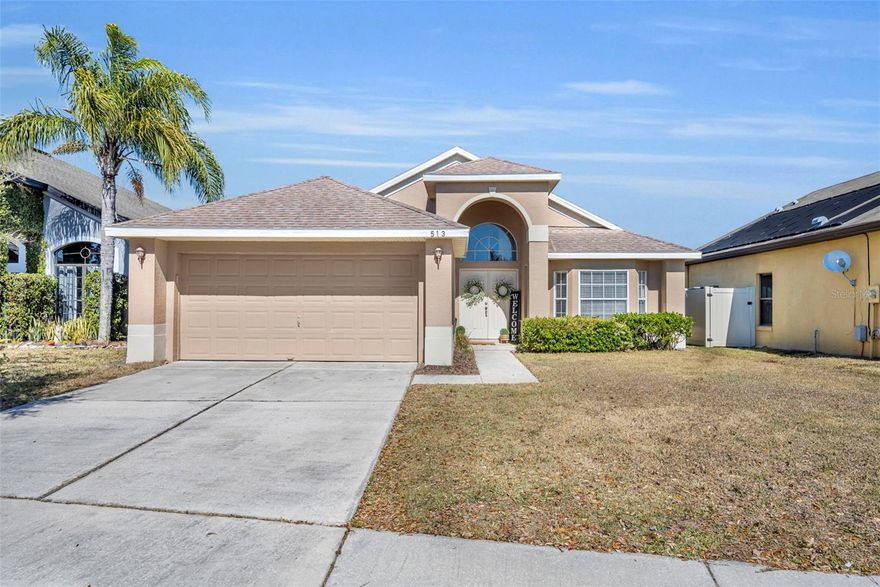 Under contract-accepting backup offers. One or more photo(s) has been virtually staged. MULTIPLE OFFERS RECEIVED - Please submit highest and best offers by Monday (2/16/26) at 12:00 PM. Breathtaking water views from the living room, dining area, and primary suite set the tone for this inviting pond-view home at 513 Hardwood Circle. Thoughtfully designed with a desirable split-bedroom floor plan, the home offers light-filled living spaces and a natural flow that supports both everyday living and relaxed entertaining.

Spacious ceiling heights and a welcoming double-door foyer create an immediate sense of openness, while the serene pond backdrop brings a calm, connected feel throughout the main living areas.

The eat-in kitchen features a breakfast bar that opens to the dining area and living room, with large sliding doors overlooking the backyard, making it easy to stay connected whether you’re cooking, hosting, or simply enjoying the space. The primary suite is privately positioned and offers sliding doors to the patio, a walk-in closet, corner Roman tub, separate shower, and dual sinks—a comfortable retreat with peaceful pond views.

Recent updates include a newer roof (2019) and updated A/C (2020). Located in an established community with tennis and basketball courts and a playground, this home offers both convenience and a true neighborhood feel.

Centrally located in East Orlando, you’re just minutes from Waterford Lakes Town Center, UCF, major roadways (408, 417, 528), and downtown Avalon Park, while being a short drive to Orlando International Airport, Orlando theme parks, and even Cocoa Beach—making daily routines and weekend plans equally effortless.

For buyers seeking a home that blends livability, location, and serene pond views, 513 Hardwood Circle presents a wonderful opportunity.
Schedule your private showing to experience it firsthand.