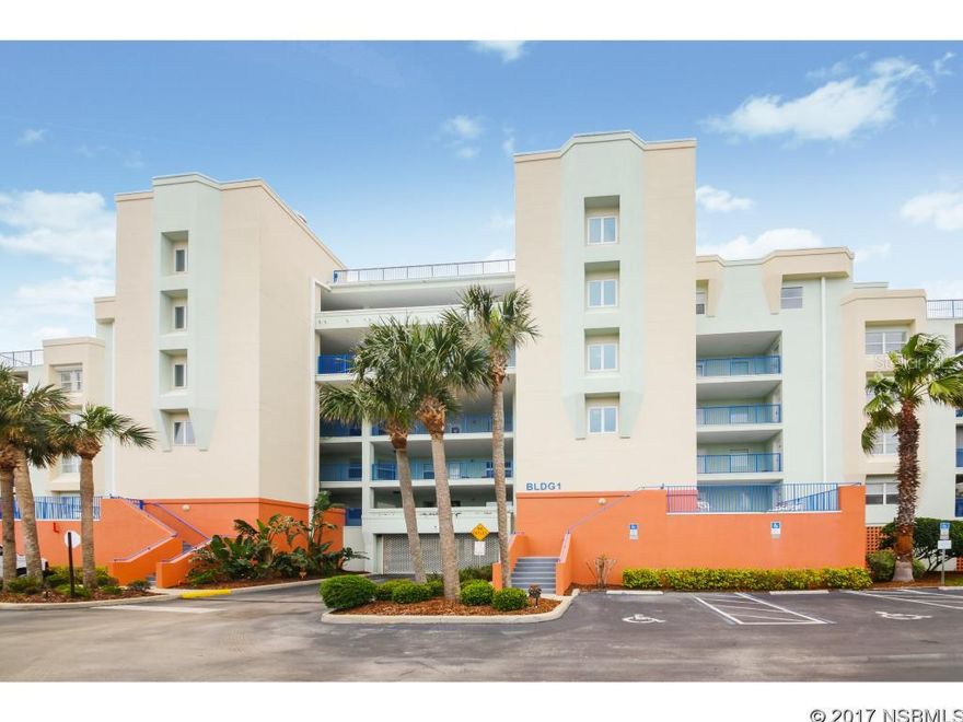 Lovely residence just steps to the ocean.  Enjoy the peeks of the ocean from the living room and patio area!  Second floor, corner unit in the Ocean Walk Condominium Communityâ Building One â in mint condition.  Pride of ownership shines throughout in this three bedroom, two bath unit with three patio areas to enjoy.  Lovely open floor plan.  Open kitchen area to living and dining room.  Carpet and new tile throughout.  Recently professional painted on the interior.  Inside laundry area.  AC 2011.   Master suite has private balcony.  Master bath has jacuzzi tub and shower with dual sinks.  Secured, gated entry way, covered parking with secured garage.  Two clubhouses, two lighted tennis courts, lighted basketball hoop, sauna, movie room, two pools with spas. Shuffle board and exercise rooms.  Nature trail out to the river to walk and launch kayaks or SUPS.  Close to the beach walk over which will take you right to the no drive beach.  Just a short drive to the Canaveral National Seashore.  Minutes to shopping and dining and Flager Avenue. ;Water: City