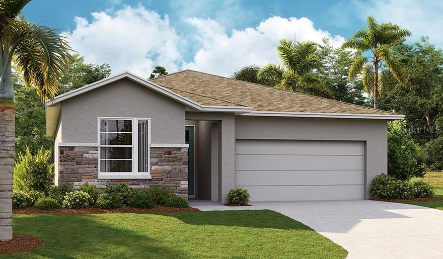 Under Construction. The home includes the structural options of a covered patio and bedroom 3/2 with a tech center.  Also included in the interior finishes are white cabinets with matte black hardware, stainless steel appliances including washer and dryer.  Tile in the entire home and carpet in the rooms. ASK ABOUT BELOW-MARKET INTEREST RATES!