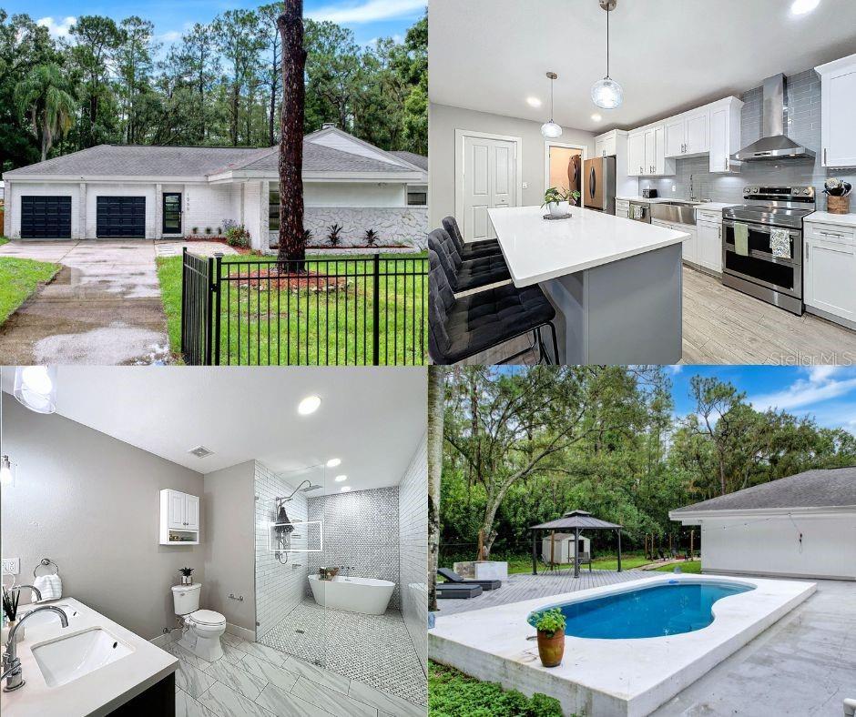 Looking for the perfect retreat on a quiet cul-de-sac with built in equity? This beautifully updated 3-bedroom, 2-bath home on 1 acre blends luxury, nature, and privacy—all with no HOA. Home was also recently appraised and has been listed UNDER VALUE!
Step outside to your backyard oasis, fully fenced in 2024, where you’ll find an in-ground pool, oversized party deck, tiki bar, fire pit, and tire swing—perfect for entertaining or unwinding. A new outbuilding (2025) with electric and A/C, plus a bonus storage/office room attached to the home with hardwired internet, provides endless options for hobbies, storage, or a dedicated workspace.
Inside, the home offers multiple gathering spaces including a formal dining room, oversized foyer, main living room, family room with wood-burning fireplace, and a bright dinette. A dry bar with wine fridge and a tiki bar off the living room make entertaining effortless.
The upgraded kitchen features Quartz countertops, a large island with breakfast bar, brand-new appliances (2024), and open sightlines to the dinette and living room. Large windows fill the space with natural light, while Govee LED color-changing recessed lighting in the living and family rooms lets you set the mood. The living room also boasts a built-in surround sound system for the ultimate entertainment experience.
The owner’s suite is a true retreat with a spa-like ensuite showcasing a wet room design, oversized shower with a free-standing garden tub, and a backlit anti-fog mirror. In the large owner's suite you will find brand new Luxury Vinyl flooring (2025), double closets in addition to a linen closet for extra storage in addition to a large window overlooking the private courtyard adds natural light while maintaining privacy.
Two additional bedrooms feature transom windows and new luxury vinyl flooring (2025) with large baseboards (2024). The guest bath impresses with herringbone tile and a spacious vanity with extra storage.
Recent updates include a roof and A/C replaced in 2020, tankless water heater in 2025, new faucets throughout, air-injection well system, water purification system, water softener, and pump house replaced in 2025, and septic pumped in 2025. Security features include a closed-circuit camera system (2024) with no subscription required and a new Ring doorbell with chime installed in 2024.
This home demonstrates true pride of ownership and is more than just a house—it’s a private retreat designed for relaxation, entertaining, and peace of mind.