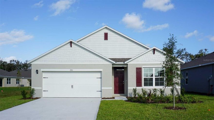 Under Construction. Crossroads at Kelly Park presents the Cali. This all concrete block constructed, one-story layout optimizes living space with an open concept kitchen overlooking the living area, dining room, and outdoor lanai. Entertaining is a breeze, as this popular single-family home features a spacious kitchen island, dining area and a spacious pantry for extra storage. This community has stainless steel appliances, making cooking a piece of cake. Bedroom one, located in the back of the home for privacy, has an en suite bathroom with a double vanity, spacious shower/tub space as well as a spacious walk-in closet. Towards the front of the home two additional bedrooms share a second full bathroom. Across the hall you will find a fourth bedroom. This home features a space to fit all your needs. Like all homes in Crossroads at Kelly Park, the Cali includes Smart home technology package which allows you to control your home with your smart device while near or away. 

*Photos are of similar model but not that of exact house. Pictures, photographs, colors, features, and sizes are for illustration purposes only and will vary from the homes as built. Home and community information including pricing, included features, terms, availability and amenities are subject to change and prior sale at any time without notice or obligation. Please note that no representations or warranties are made regarding school districts or school assignments; you should conduct your own investigation regarding current and future schools and school boundaries.*