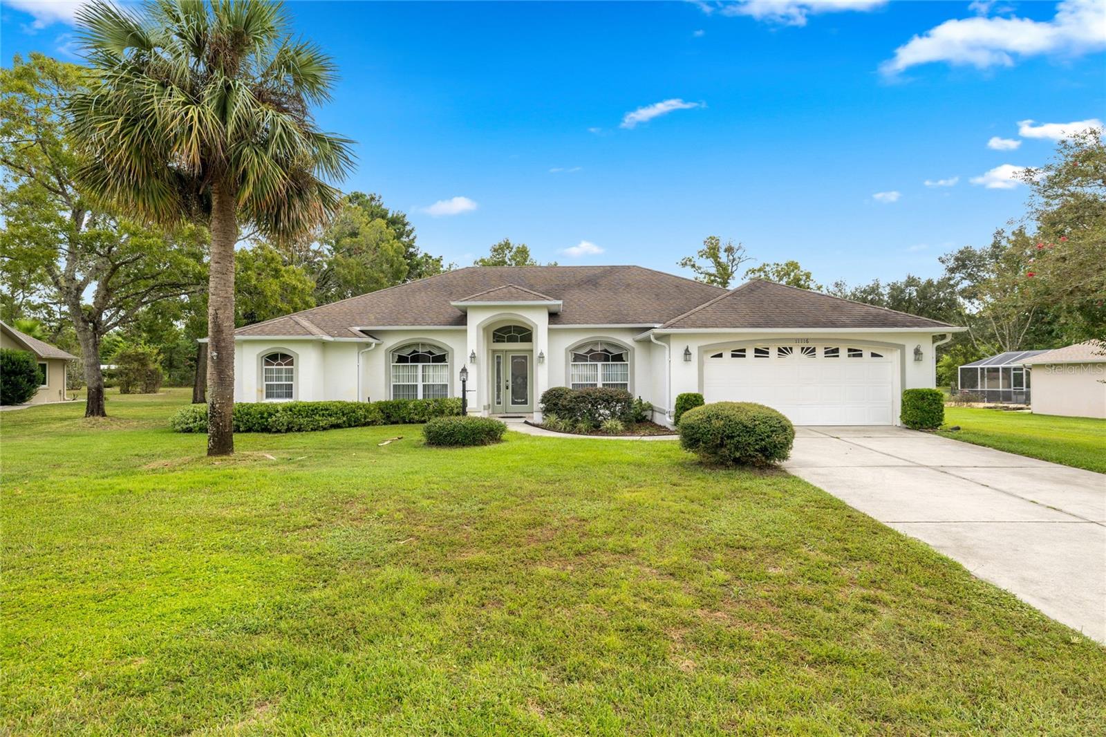 One or more photo(s) has been virtually staged. Welcome to Marco Polo Village! A quiet 55+ community. This beautiful 3-bedroom, 2-bathroom + office / den home offers over 2,000 sq ft of prime living space in one of the area's most sought-after communities. Enjoy vaulted ceilings, tile floors, and plush carpet in the living areas, creating a comfortable and stylish atmosphere. Step outside to your private backyard oasis featuring a large in-ground pool and spacious covered patio—perfect for entertaining or relaxing in the Florida sun. The home also includes a generous layout ideal for those who love to host. Make your appointment today!