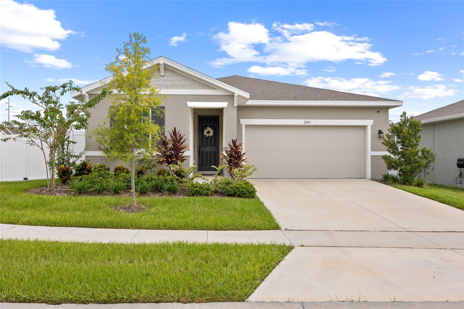 Better Than New & Fully Furnished! This stunning 2024-built single-family home offers 3 bedrooms, 2 bathrooms, and sits on a desirable corner lot with a privacy vinyl fence. Enjoy the Florida lifestyle year-round from your screened lanai. Inside, you’ll love the open-concept layout with soaring ceilings and modern finishes throughout. The chef’s kitchen features a large island with quartz countertops, stainless steel appliances, and a spacious pantry — perfect for entertaining as it overlooks the living and dining areas. The primary suite includes a luxurious bath with dual sinks and a glass-enclosed shower. Additional highlights include indoor laundry (washer & dryer included), security cameras (convey), and elegant furnishings throughout. Located near Legoland and the renowned Winter Haven Chain of Lakes—a connected system of 26 lakes perfect for boating, fishing, and water sports. Down Payment & Closing Cost Assistance may be available — call the listing agent for details!