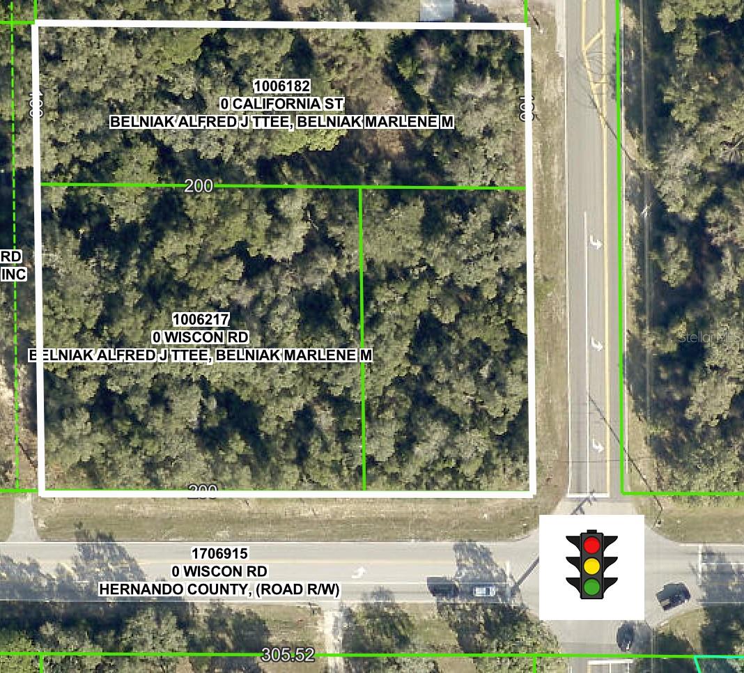 GREAT POTENTIAL COMMERCIAL 2 ACRE CORNER LOT at the NW corner of California Street and Wiscon Rd. Stop Light at the intersection. Annual Average Daily Traffic on Wiscon is 12,400. Annual Average Daily Traffic on California St is 10,100. The sale includes lots that make up the 2 acres (MOL). Stop light at the intersection allows for traffic to stop and few your business while they wait for the light. Great opportunity to buy at a growing intersection as Hernando County populations is exploding right now with many new subdivisions being built, including the ones being built on Wiscon between Wiscon and Cortez/50 just east of the Tampa General Brooksville Hospital. This is add a lot of traffic to Wiscon. Wiscon is a major road connecting Cortez/50 to US 41/Broad Street in Brooksville by the Wal-Mart and Lowes.