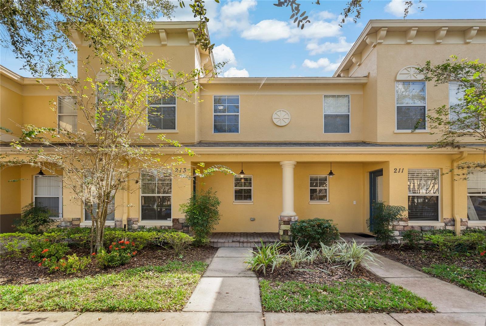 Gorgeous 2BR/2BA with Den. There’s approximately 1,560 sq ft of living space. You will be greeted by luxury vinyl flooring downstairs, stainless steel appliances, laundry closet conveniently located downstairs in half bathroom. There are ceiling fans throughout, upgraded light figures, carpet upstairs and tilde in the wet areas. Go to the patio or community pool for some R&R. It is close to shopping and restaurants.