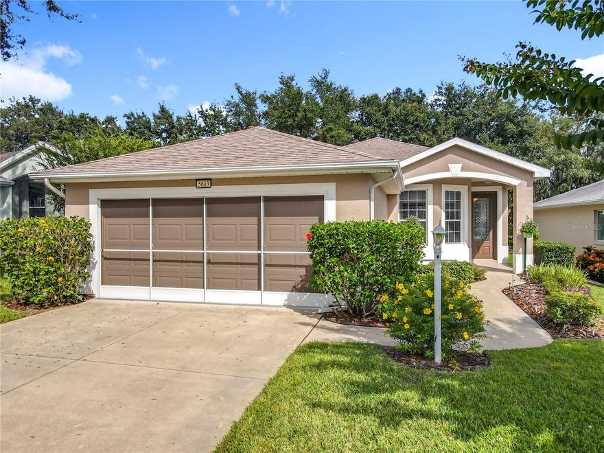 Experience relaxed living in the exclusive gated 55+ lake community of Royal Harbor! This well-maintained 3-bedroom, 2-bathroom home is nestled on a serene greenbelt lot with NO REAR neighbors! Step inside to an open floor plan where the living room flows into the Florida room through expansive sliding glass doors. The Florida room is surrounded by windows, creating a bright and airy space perfect for year-round enjoyment. The open, sunlit kitchen features a cozy breakfast nook and bar seating. The spacious primary suite has a large walk-in closet and an ensuite bathroom complete with dual sinks, a garden tub, separate shower with glass enclosure, and plenty of natural light. Two additional bedrooms are thoughtfully separated from the primary suite for privacy, sharing a full guest bathroom with a tub/shower combo. An indoor laundry room adds everyday convenience, located just off the 2-car garage that includes a screened enclosure, perfect for airflow and socializing. Outside, the backyard has new sod, an updated sprinkler system, and plenty of space and privacy for a lush garden or a sitting area. Recent Updates to Note:  2020 Roof, 2023 HVAC System, 2025 Upgraded electrical panel with surge protector, 2025 Rear Sod and updated Sprinklers, 2025 Dishwasher. There is something for everyone at Royal Harbor! Come and enjoy the heated pool and spa, a variety of clubs and organized activities, courts for bocce, shuffleboard, and tennis, as well as a serene community dock and fishing pier. Take advantage of scenic hiking and biking trails and appreciate stunning sunsets at the community’s iconic Lighthouse. Additionally, secure storage facilities are available for both RVs and boats. Don’t wait! Make your appointment to view today!