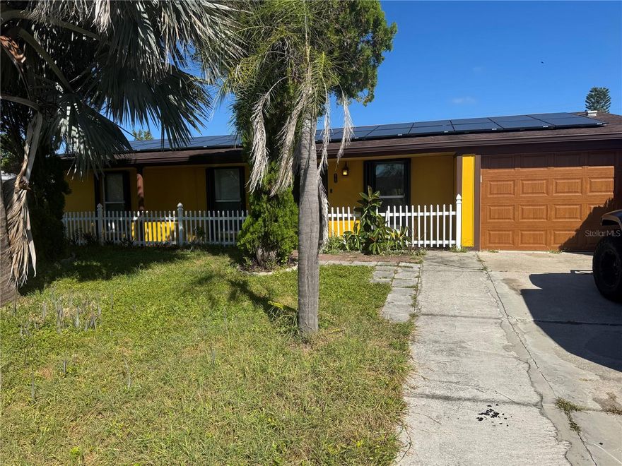 CHARMING 3 BEDROOM HOME WITH SOLAR PANELS, PRICED TO SELL FAST!! This home has been well-maintained and perfectly located in one of North Port's most sought after neighborhoods. This property offers great value and potential, featuring energy efficient solar panels to help lower your monthly electric bill. Inside, you will find a comfortable spacious layout with plenty of natural light and a welcoming front porch that give it a warm, cottage-like feel. The kitchen and bathrooms are functional and ready for your personal touch. A little cosmetic TLC will make this home shine like new again. Step outside to a spacious yard perfect for entertaining, gardening, or relaxing in the Florida sunshine. Enjoy a quiet, family-friendly area close to schools, parks, shopping and I-75 for easy commuting. Whether you're a first-time buyer, downsizing, or looking for an investment property, this home offers great value and potential. Don't miss this opportunity to own an affordable home in beautiful North Port!