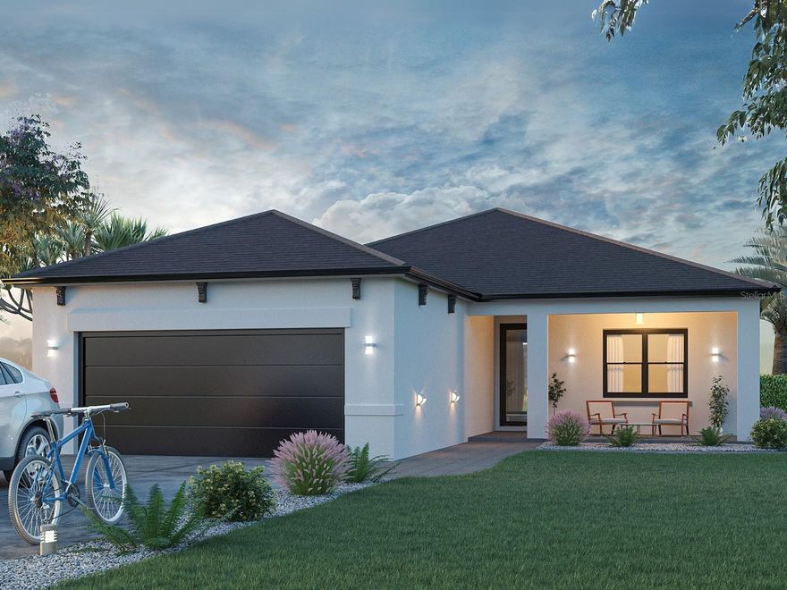 Pre-Construction. To be built. CHOOSE THE FINAL FINISHES with this inviting 3-bedroom, 2-bathroom home, designed in a beautiful British West Indies style. With 1,615 square feet of well-planned space, this home offers a perfect mix of style and function. Enjoy impact windows for safety and natural light, durable vinyl plank flooring, and modern finishes that add a fresh, clean look. The open floor plan makes it easy to entertain, while the comfortable bedrooms provide a peaceful retreat. Step outside to a covered patio, perfect for relaxing or hosting get-togethers. The two-car garage offers plenty of space for vehicles and storage. This home is designed for easy living, where you can enjoy both indoor comfort and the beauty of the outdoors. Make this house your home!